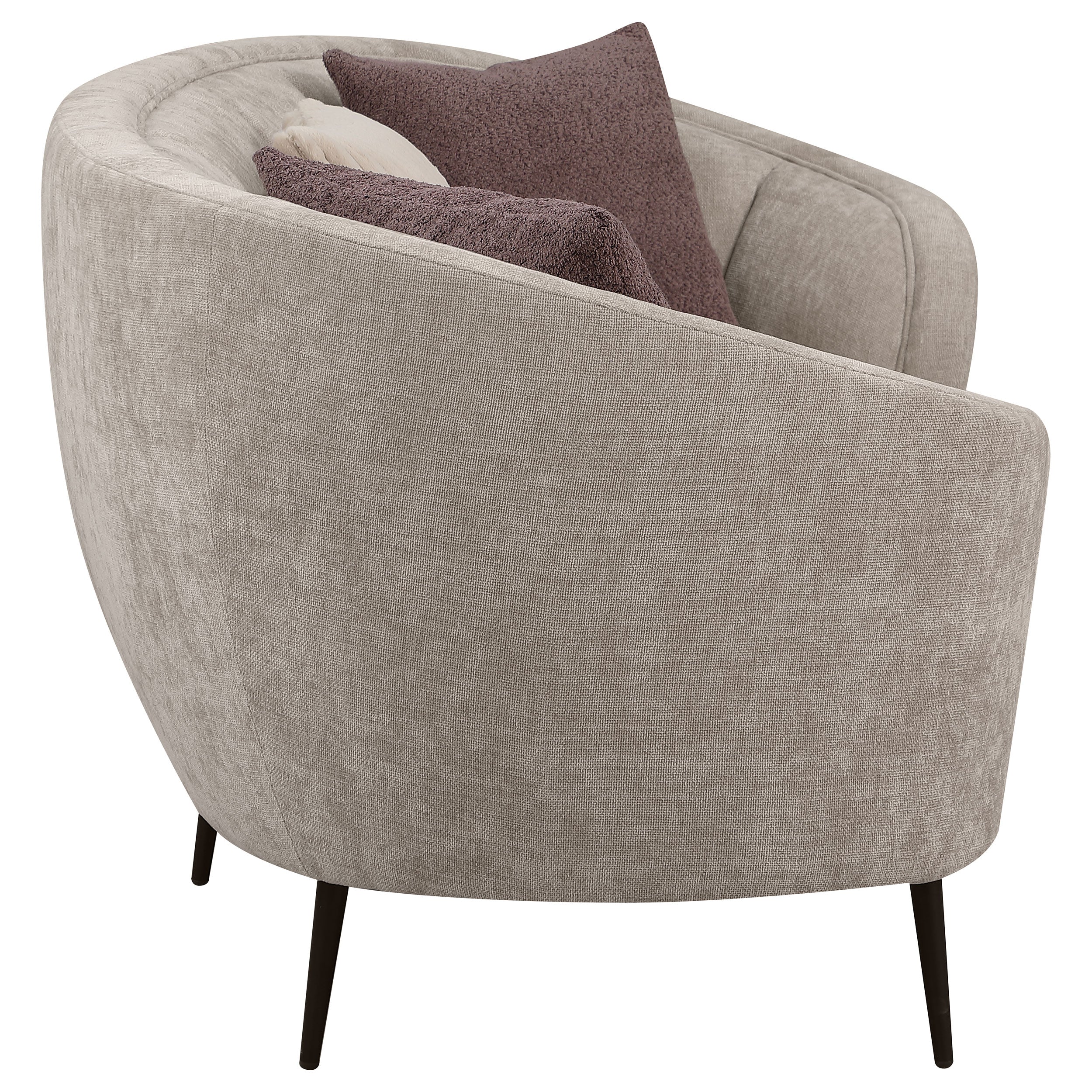 Ellorie Upholstered Channel Back Curved Sofa Beige — view 8