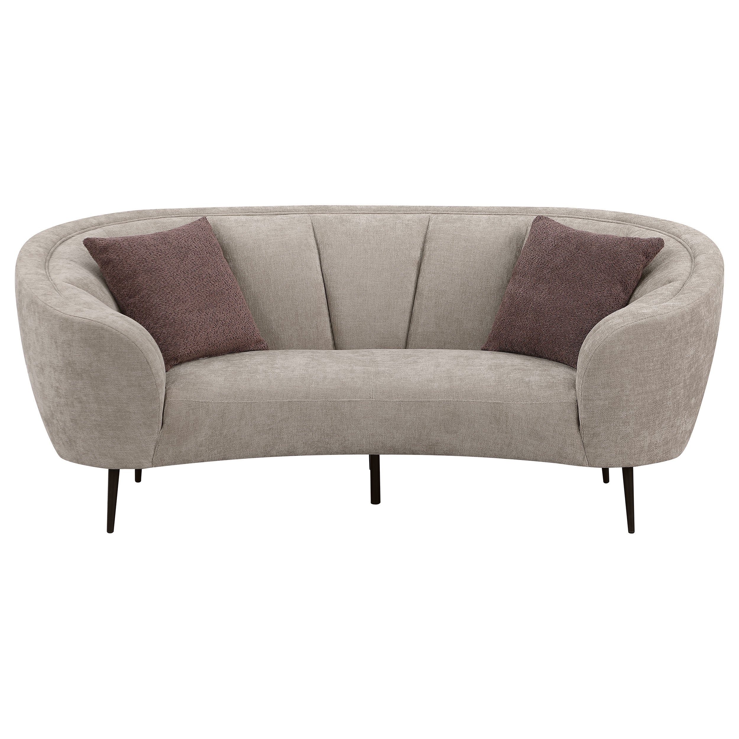 Ellorie Upholstered Channel Back Curved Loveseat Beige — view 3