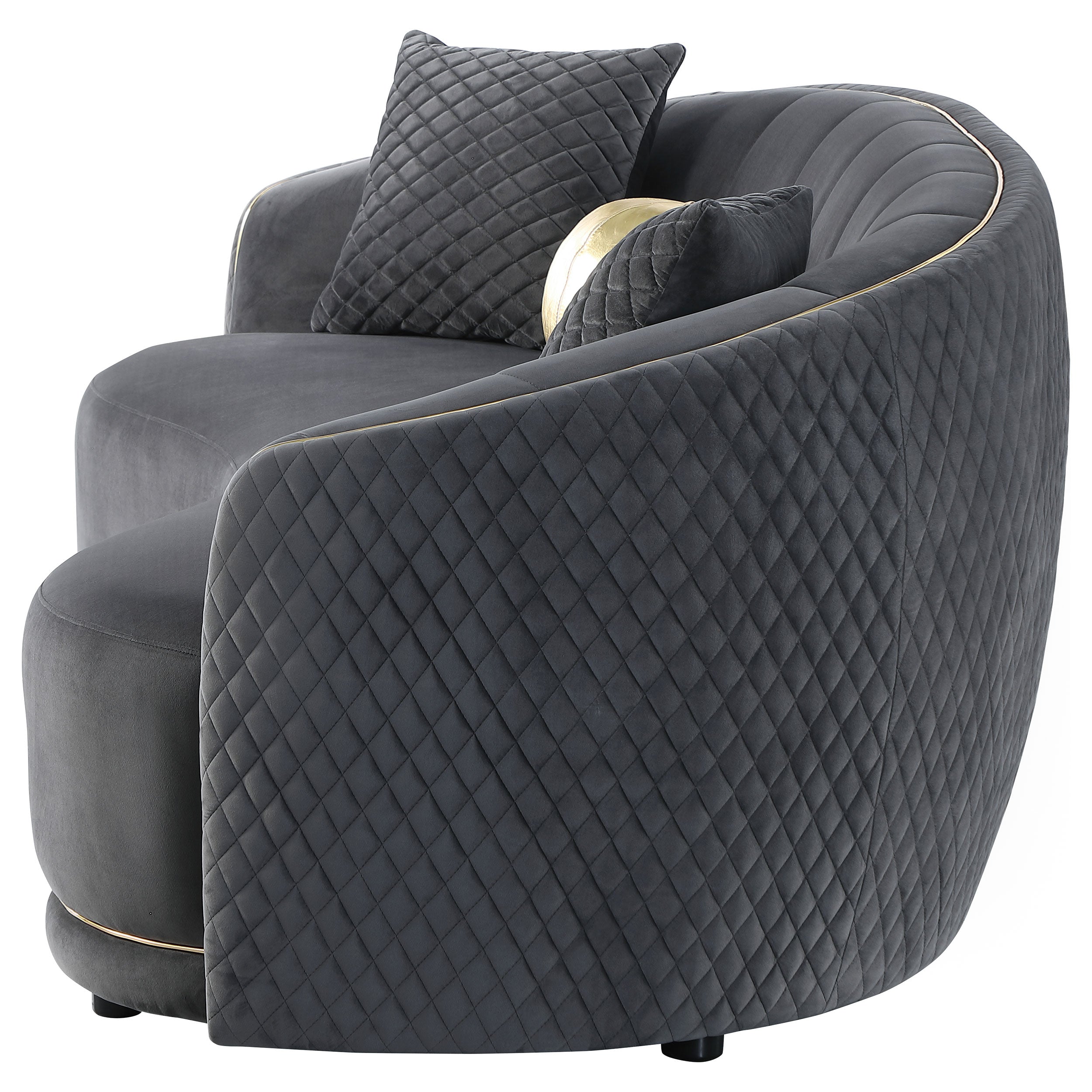 Brookside Velvet Upholstered Curved Sofa Dark Grey — view 5