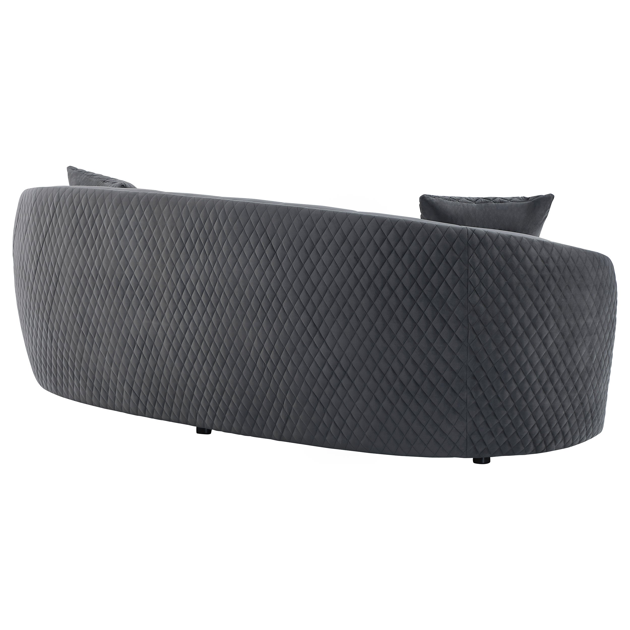 Brookside Velvet Upholstered Curved Sofa Dark Grey — view 7