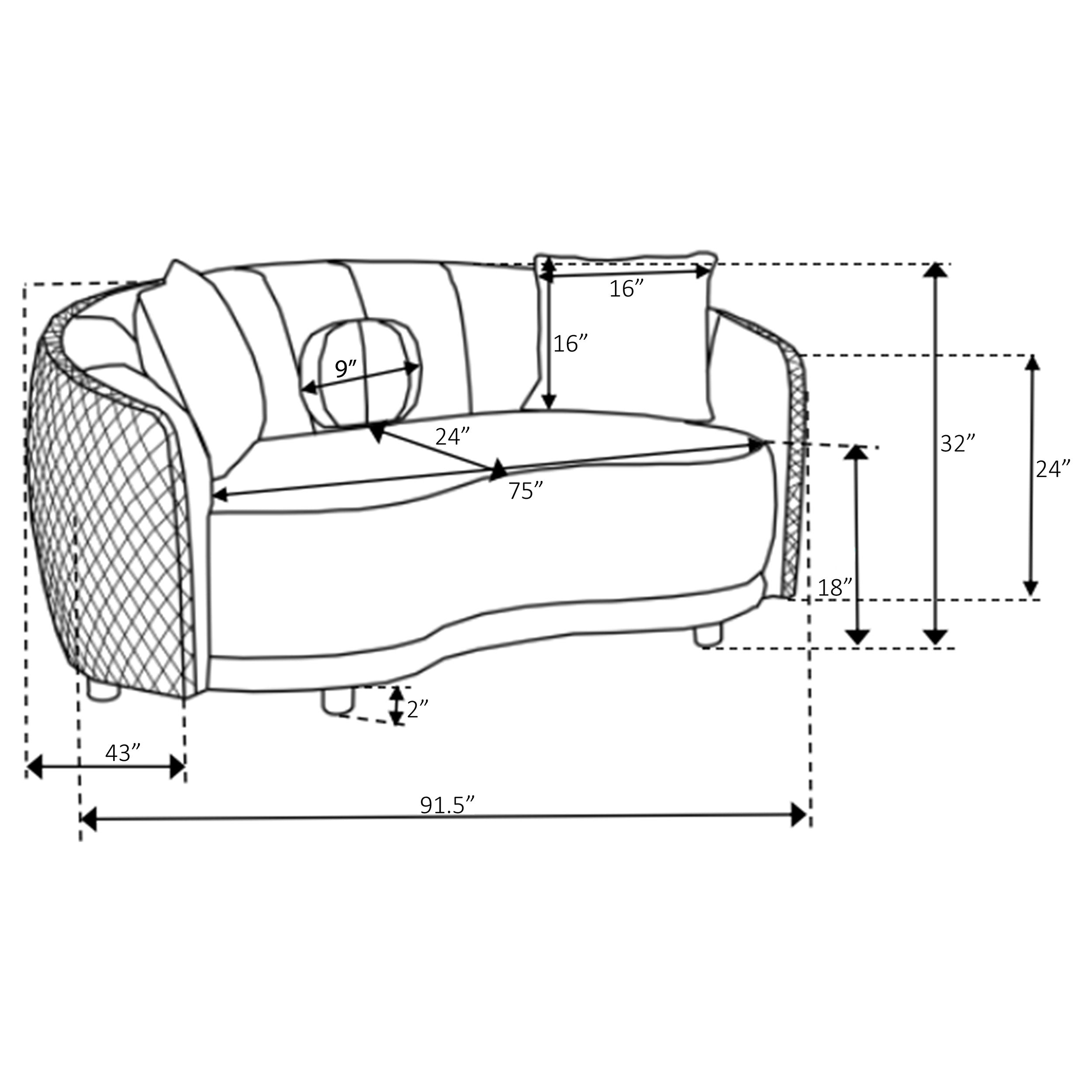 Brookside Velvet Upholstered Curved Sofa Dark Grey — view 12