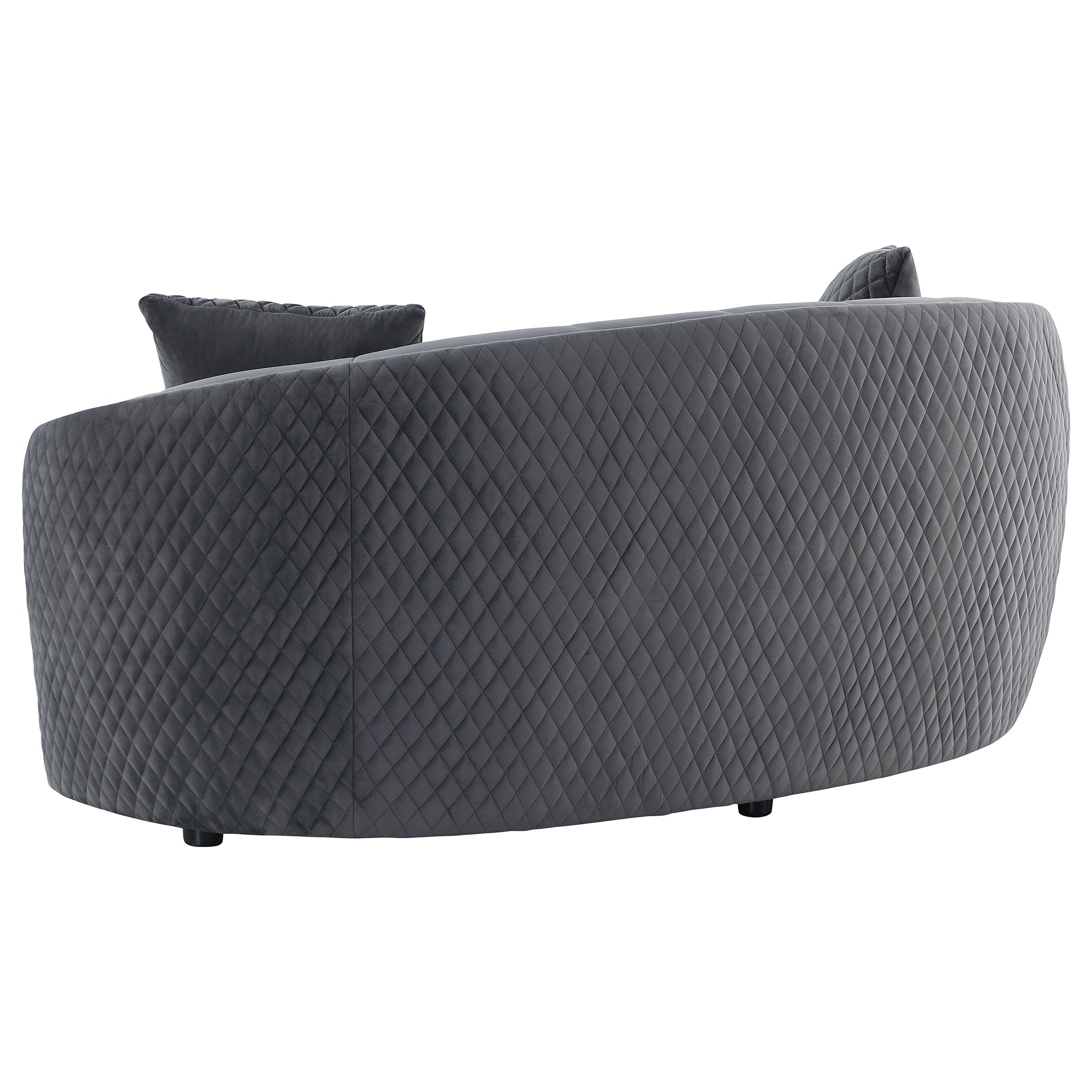 Brookside Velvet Upholstered Curved Loveseat Dark Grey — view 6