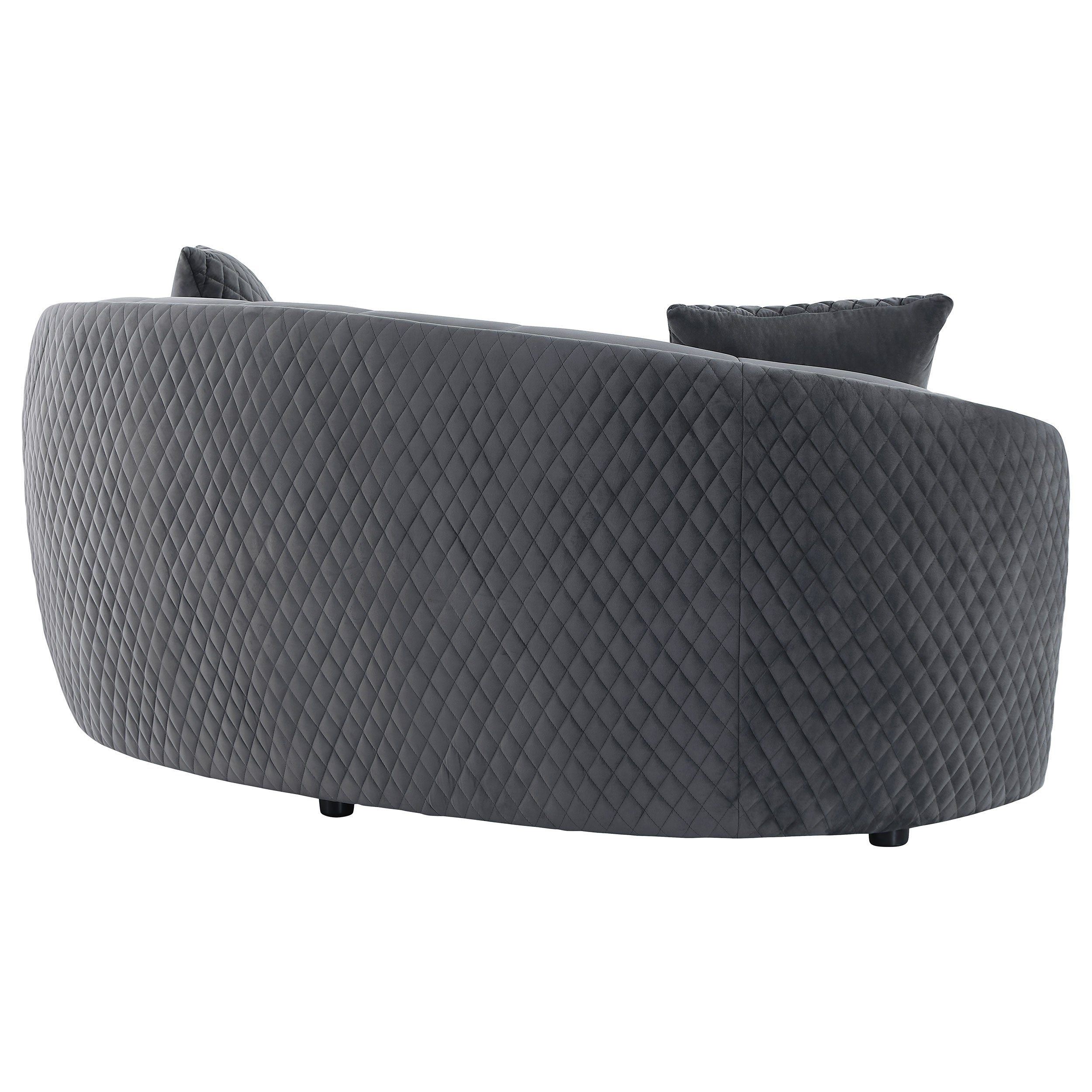 Brookside Velvet Upholstered Curved Loveseat Dark Grey — view 7