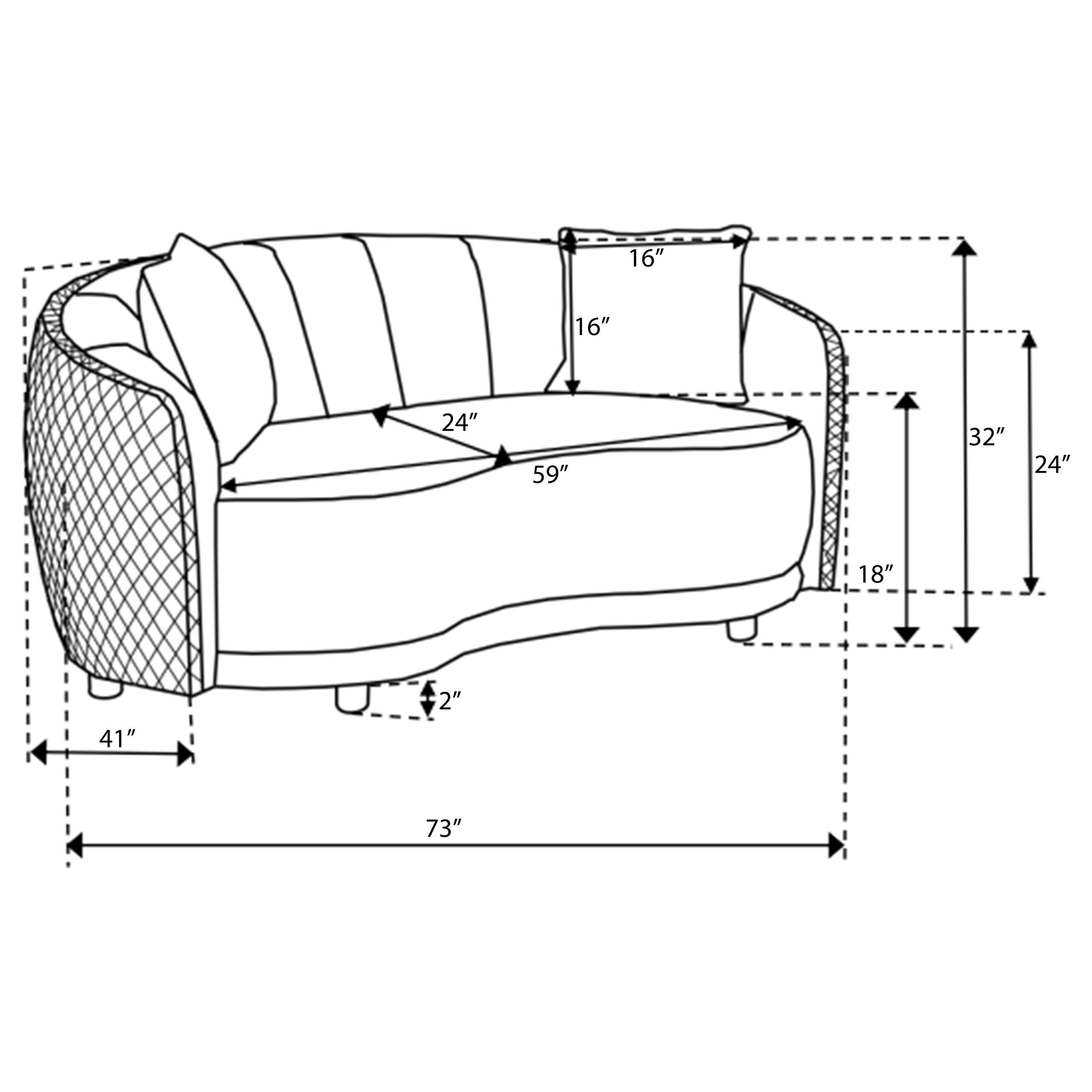 Brookside Velvet Upholstered Curved Loveseat Dark Grey — view 10