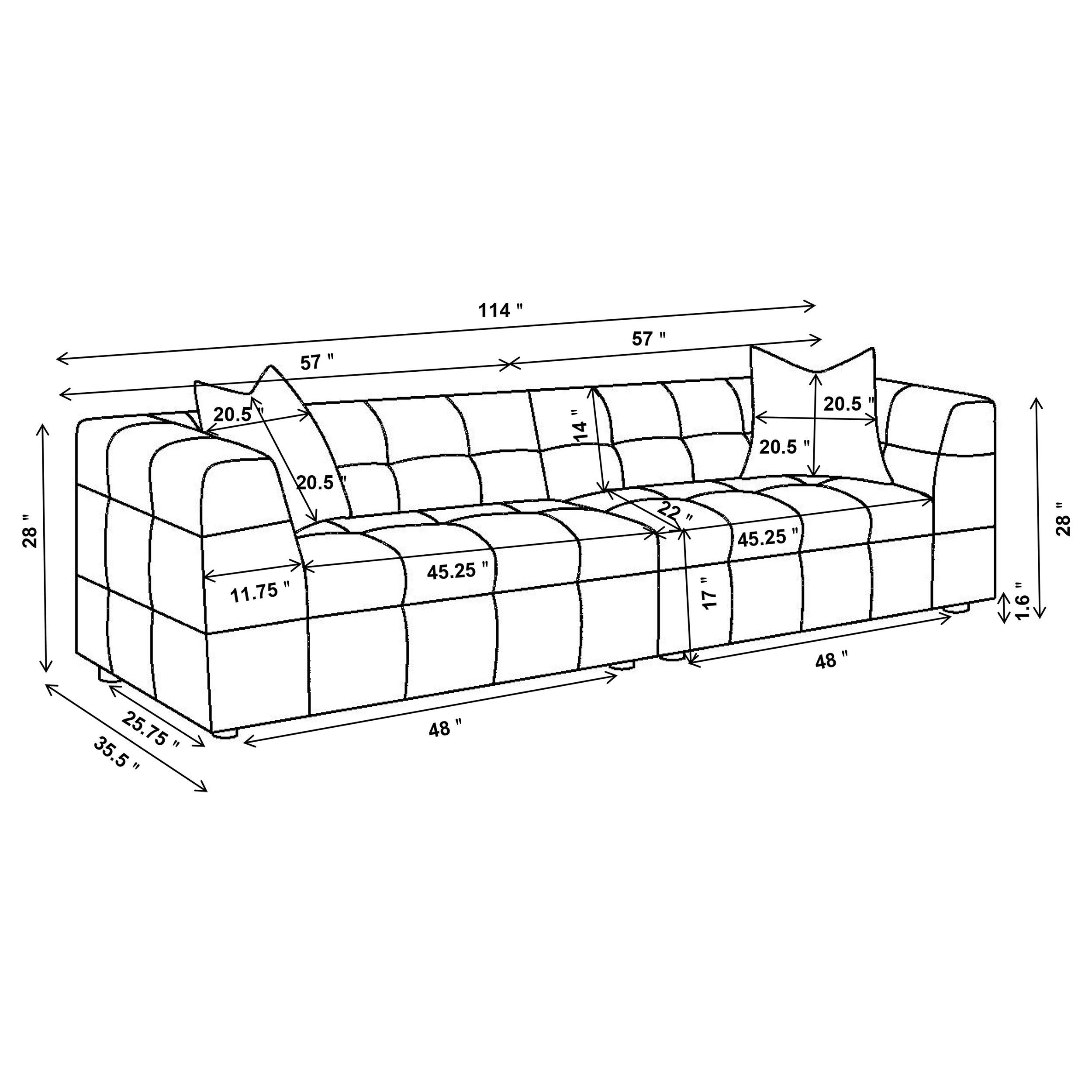 Everly Boucle Upholstered Extra Long Sofa Off White — view 12