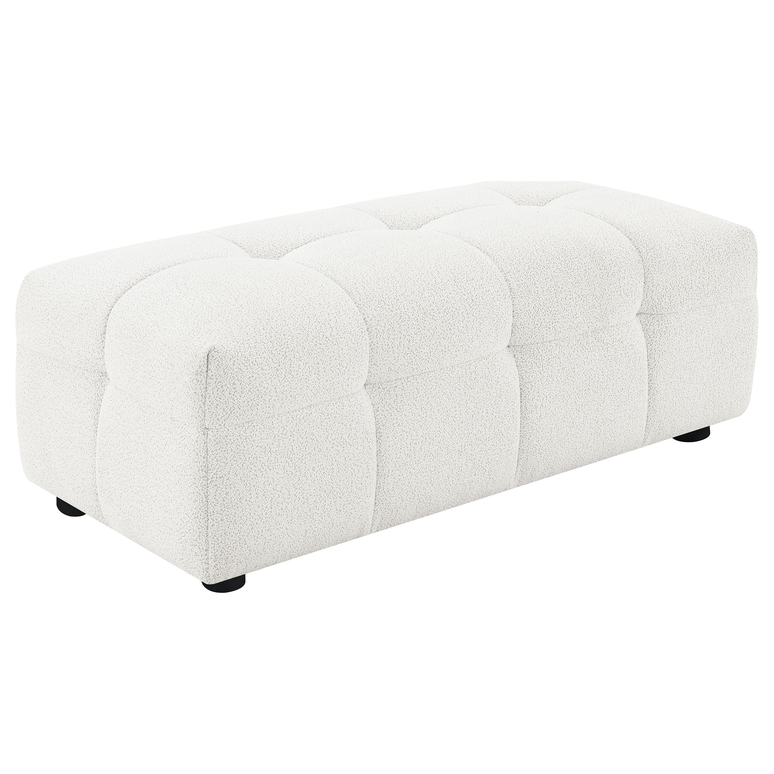 Everly Boucle Upholstered Rectangular Ottoman Off White — view 1