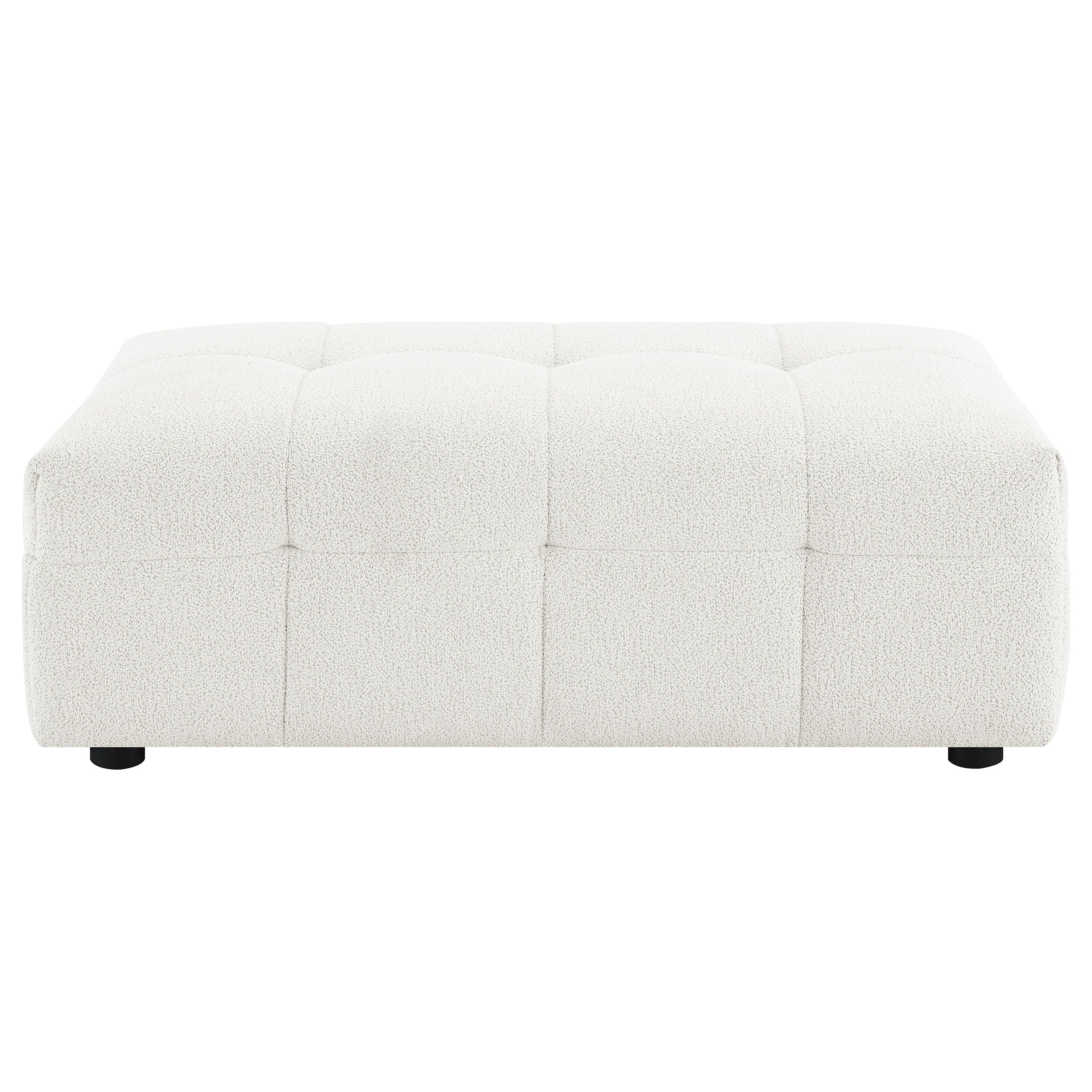 Everly Boucle Upholstered Rectangular Ottoman Off White — view 3