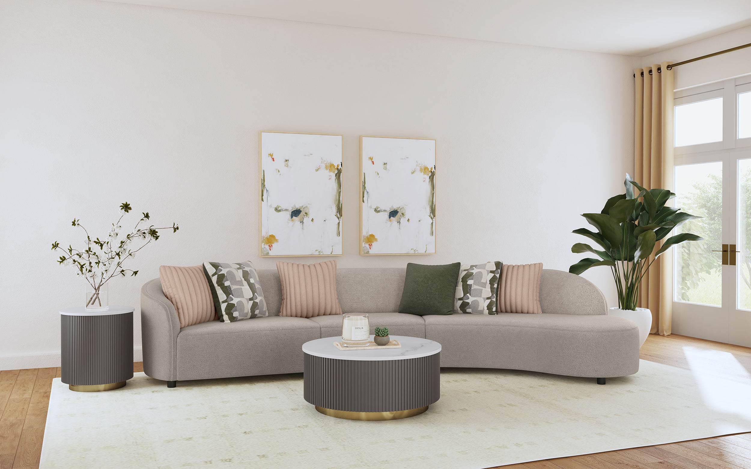 Fayette Upholstered Armless Chair Greige — view 12