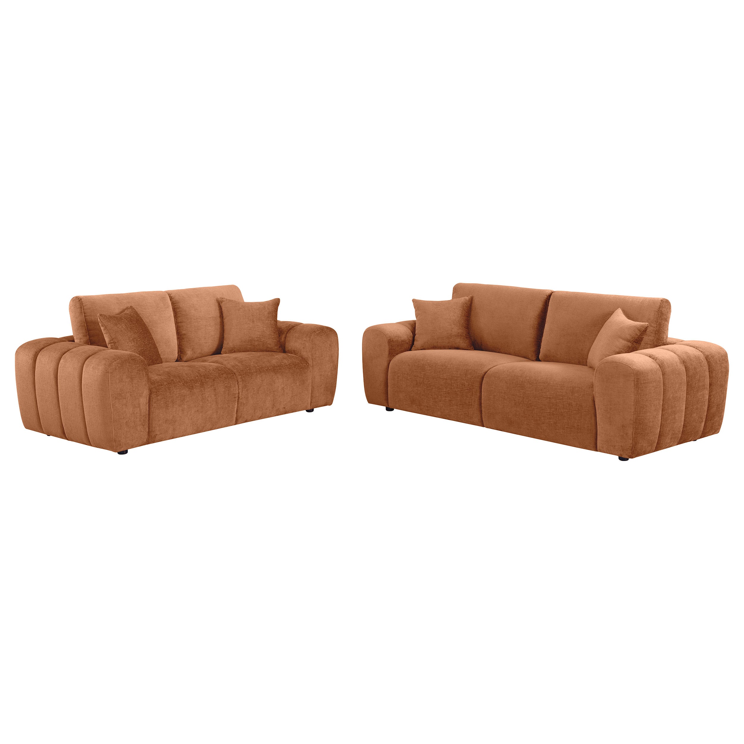 Burnett 2-piece Chenille Upholstered Sofa Set Burnt Orange — view 2