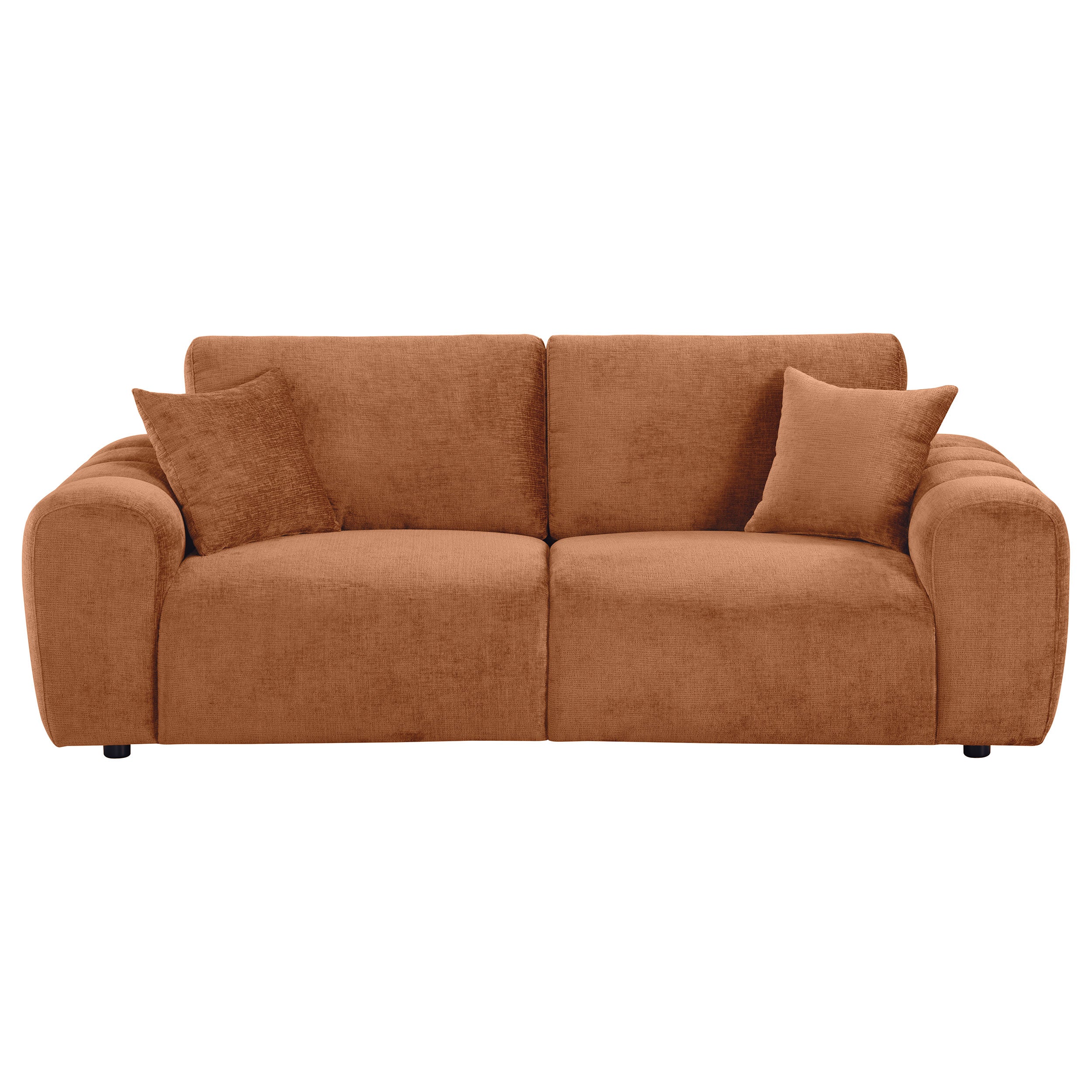 Burnett Chenille Upholstered Wide Arm Sofa Burnt Orange — view 3