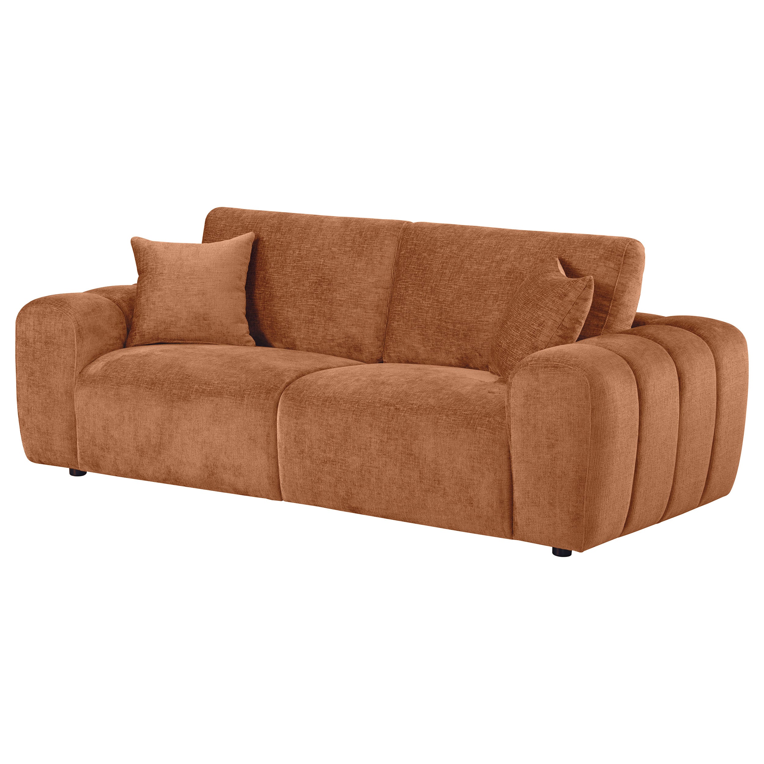 Burnett Chenille Upholstered Wide Arm Sofa Burnt Orange — view 4