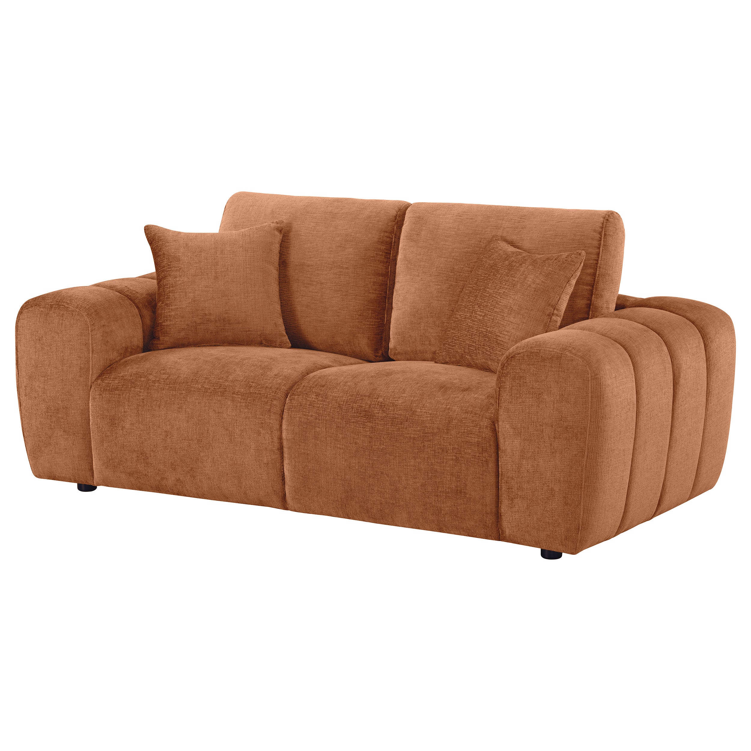 Burnett Chenille Upholstered Wide Arm Loveseat Burnt Orange — view 4