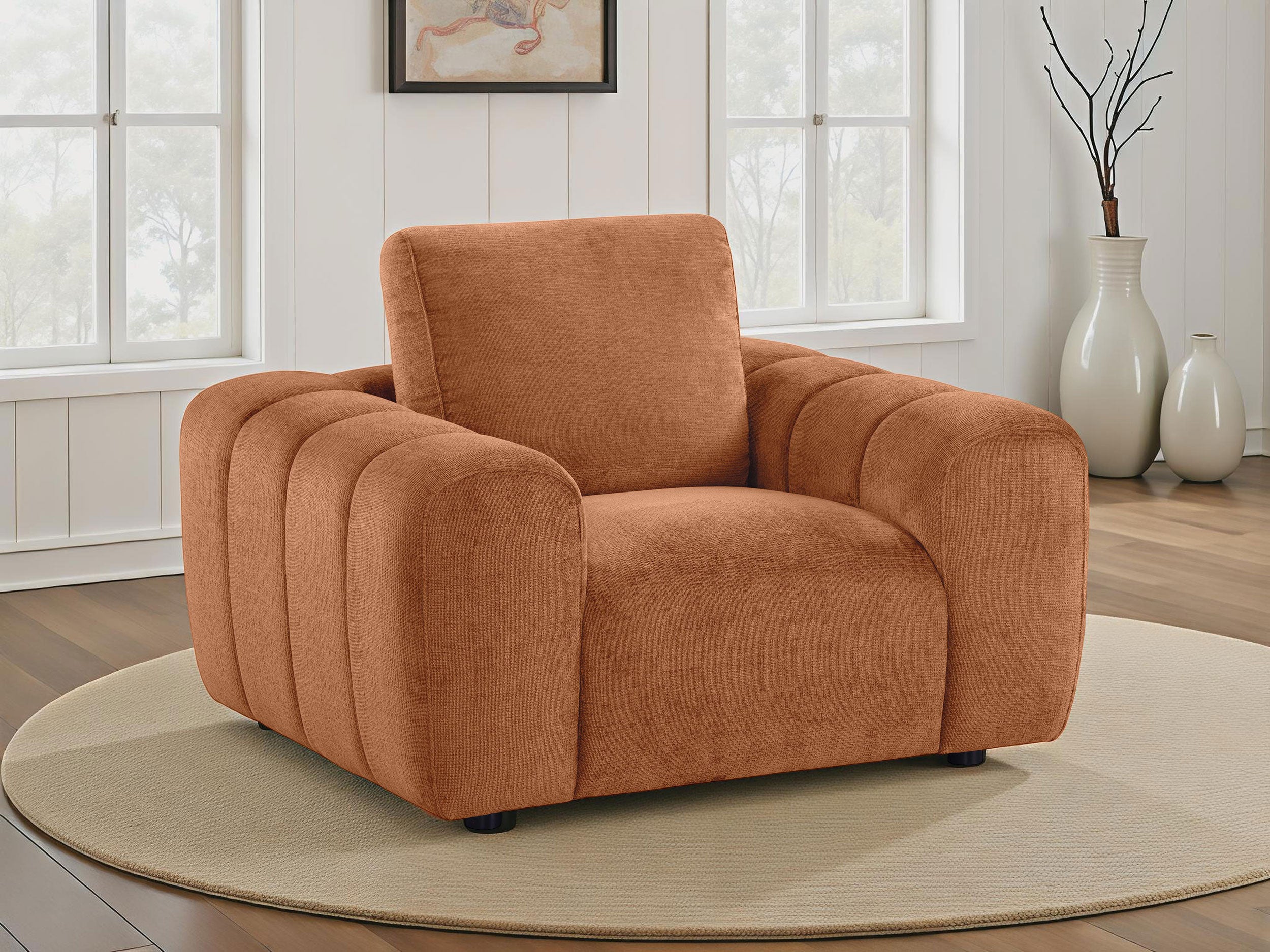 Burnett Chenille Upholstered Accent Chair Burnt Orange — view 2