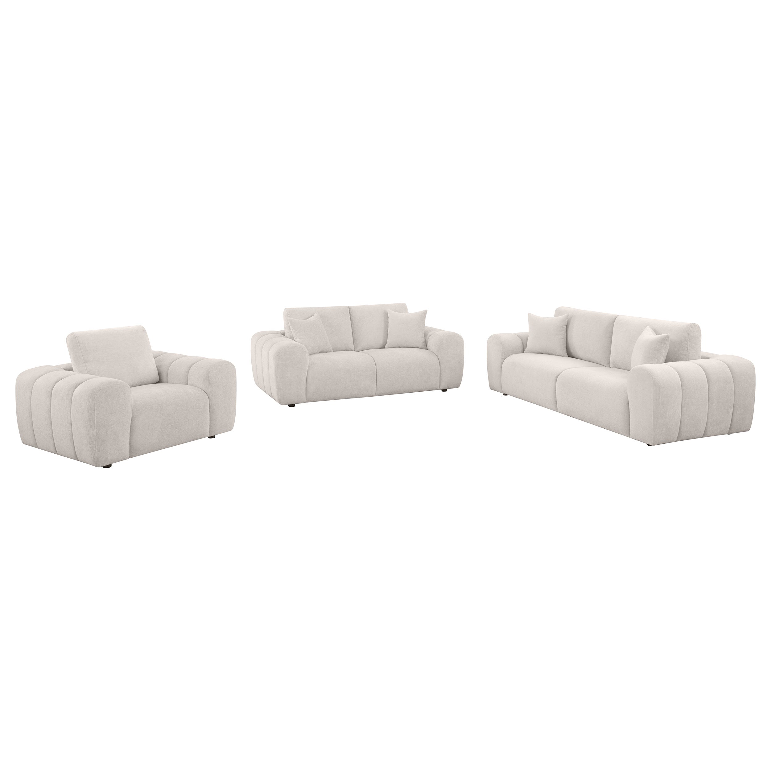 Burnett 3-piece Chenille Upholstered Sofa Set Ivory — view 2
