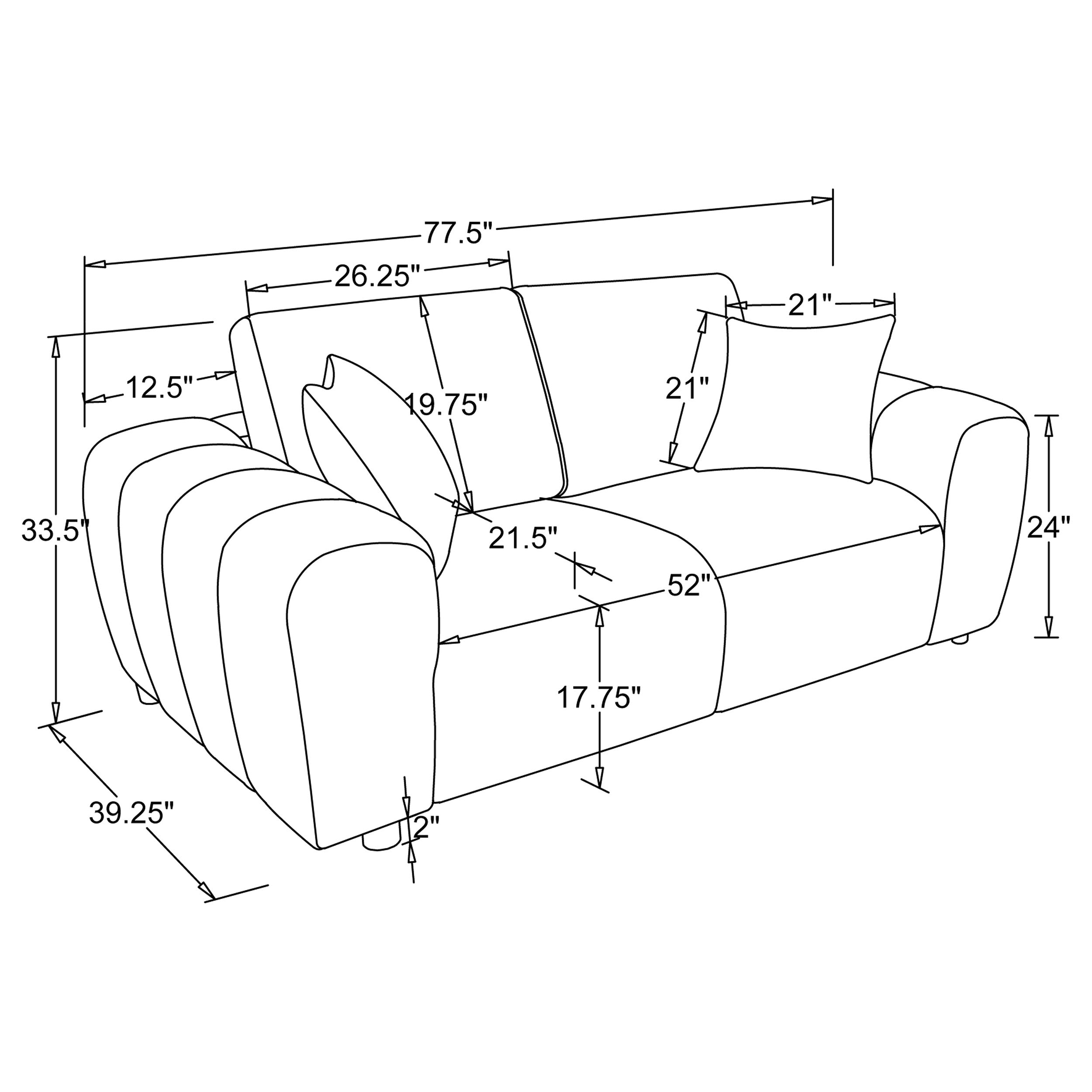 Burnett 3-piece Chenille Upholstered Sofa Set Ivory — view 11