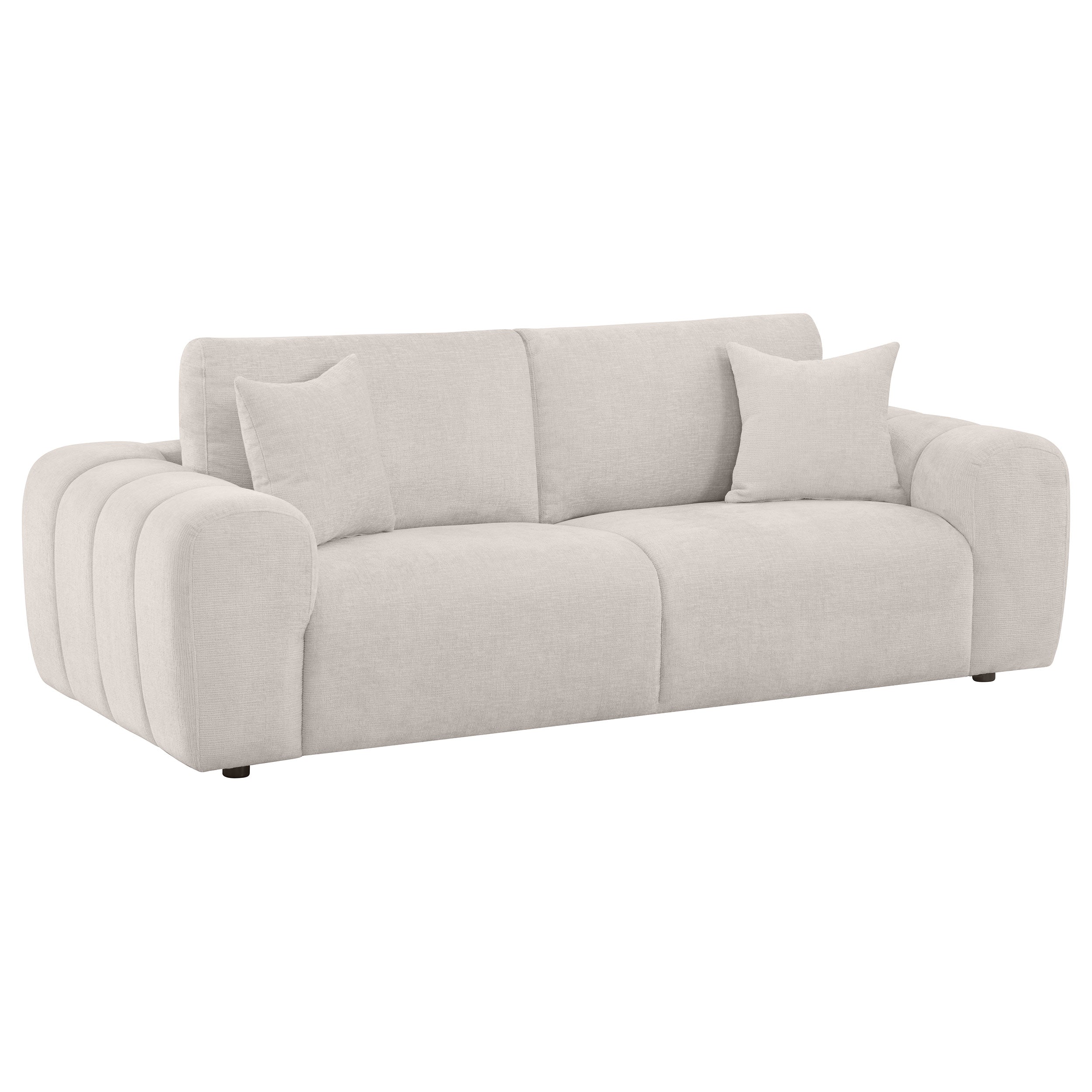 Burnett Chenille Upholstered Wide Arm Sofa Ivory — view 1