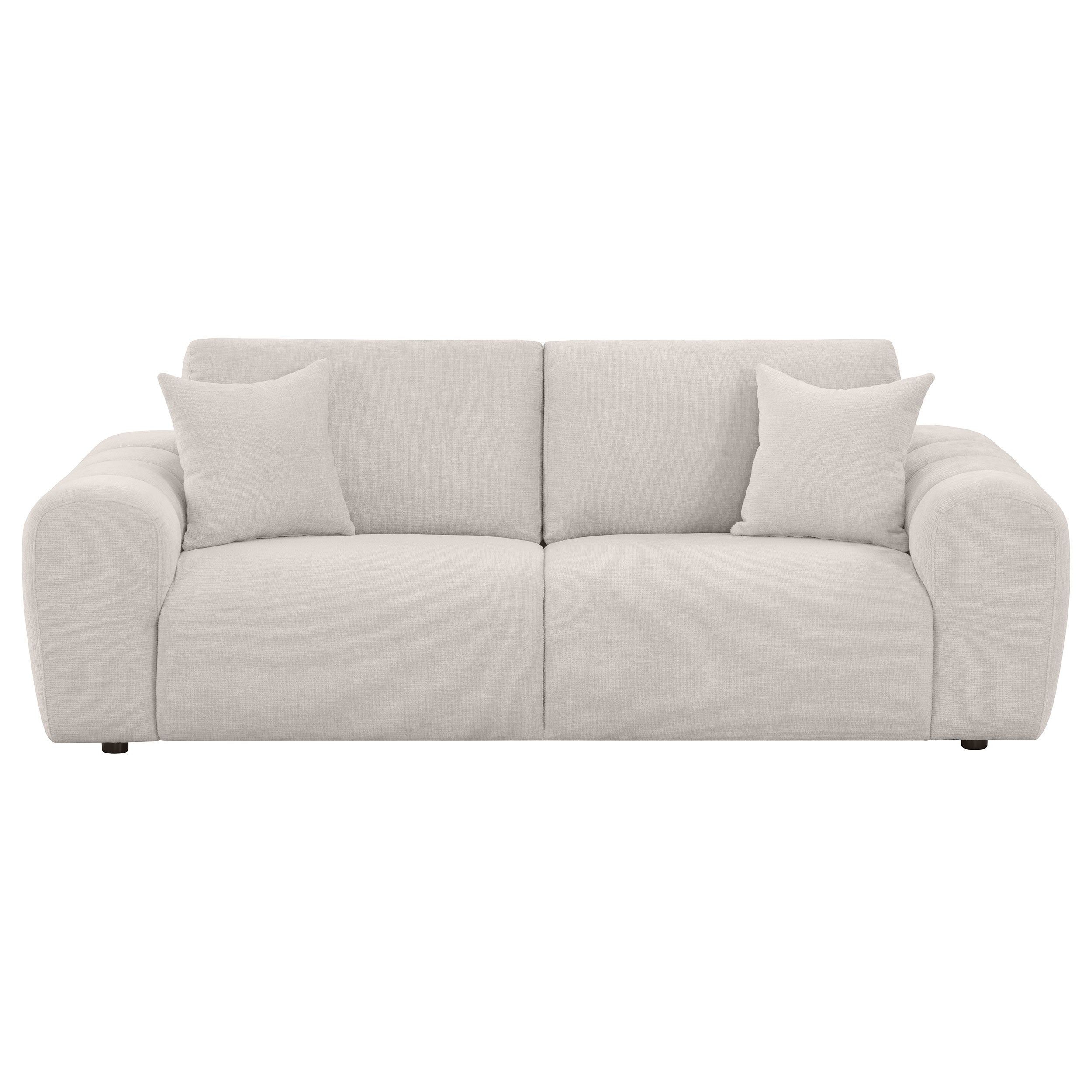 Burnett Chenille Upholstered Wide Arm Sofa Ivory — view 3