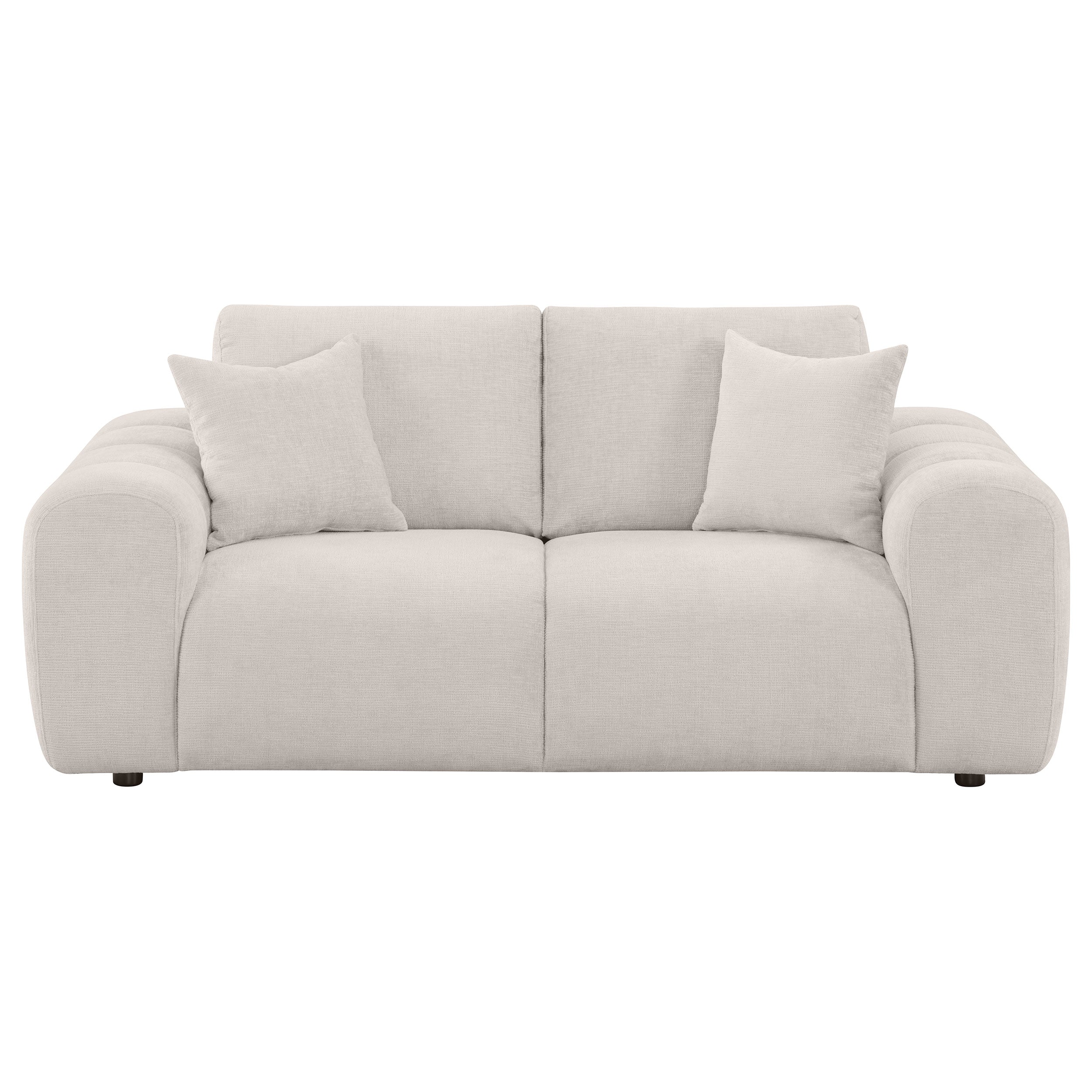 Burnett Chenille Upholstered Wide Arm Loveseat Ivory — view 3