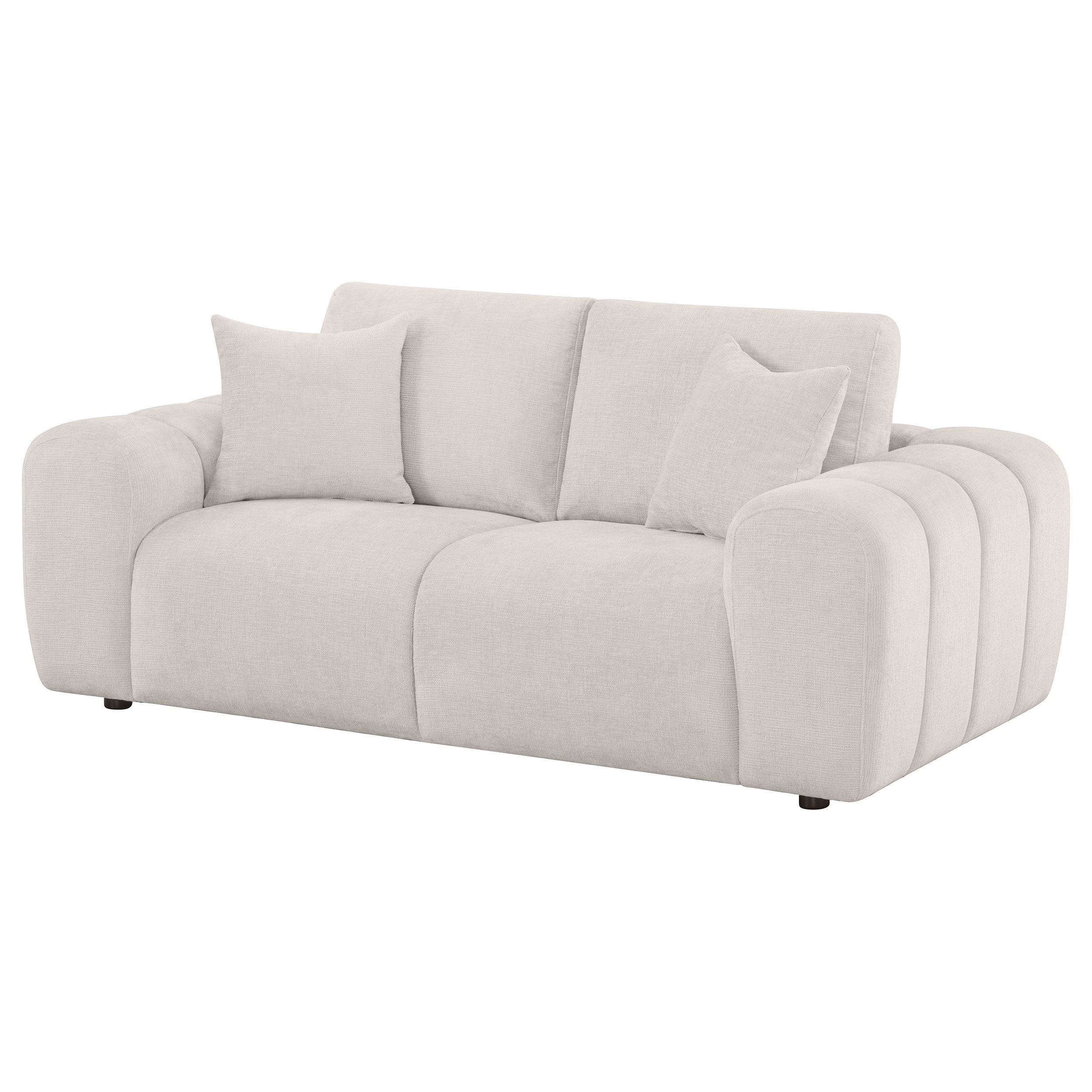 Burnett Chenille Upholstered Wide Arm Loveseat Ivory — view 4