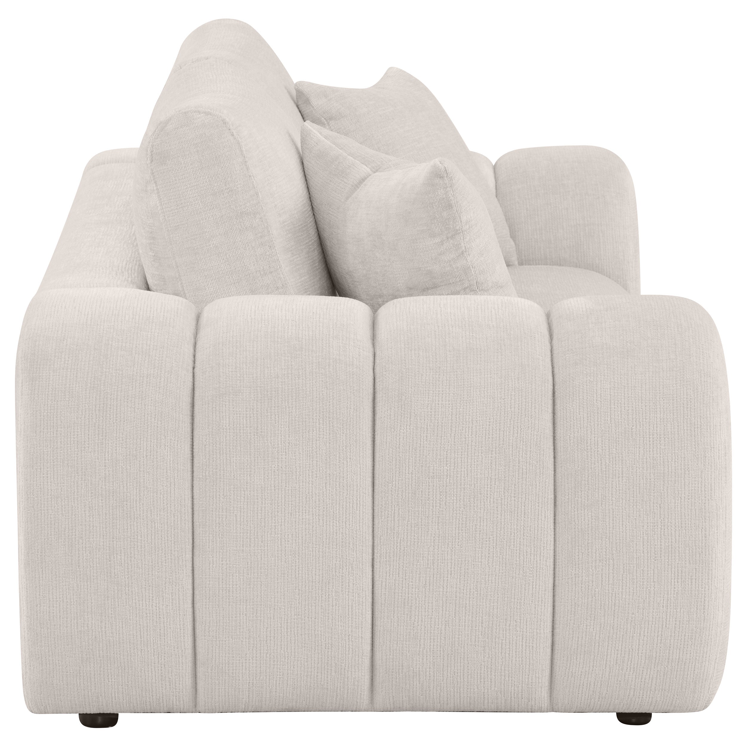 Burnett Chenille Upholstered Wide Arm Loveseat Ivory — view 8