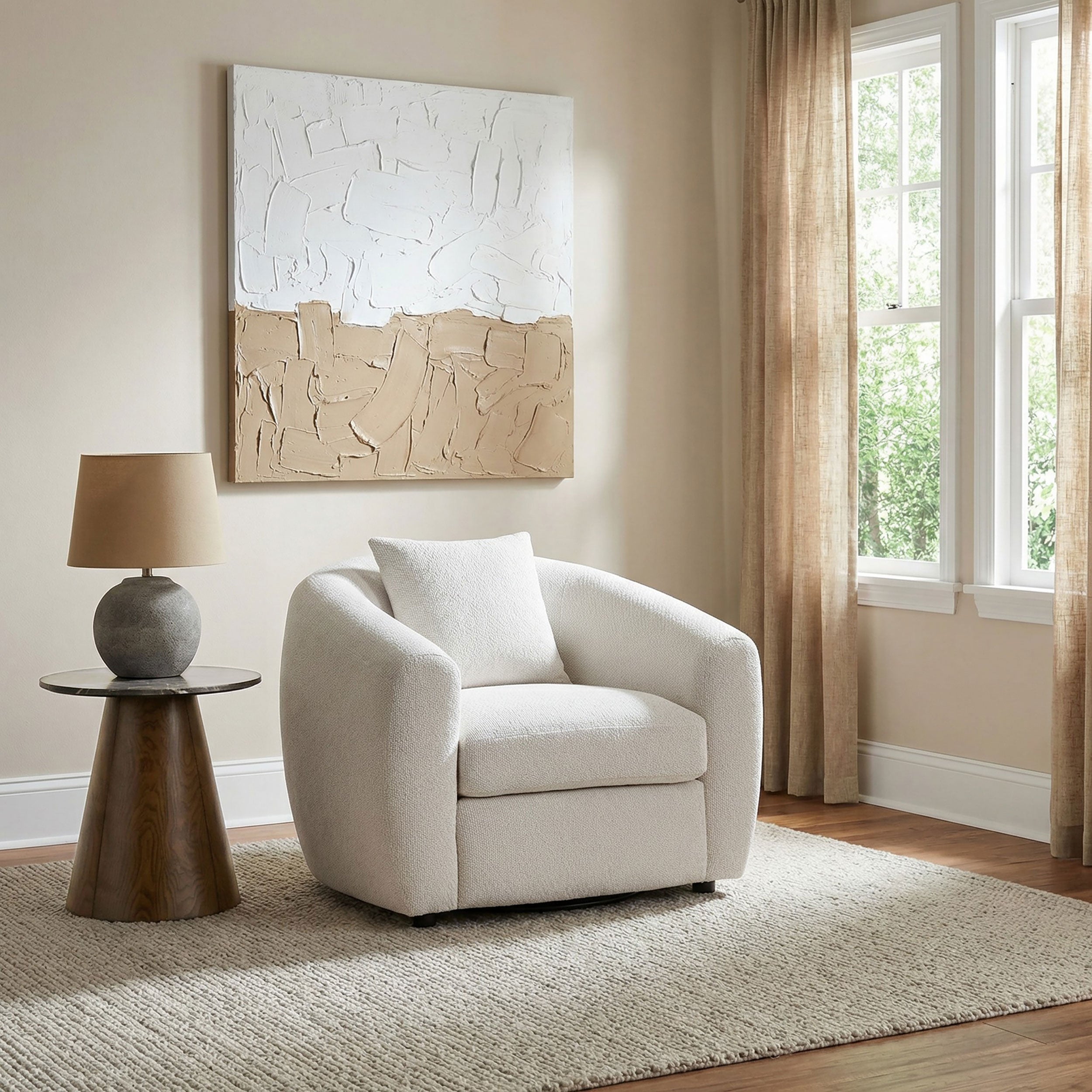 Isabella Fabric Upholstered Accent Chair Sand — view 2