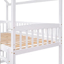 Twin Over Twin Bunk Bed with Slide, House Bed with Slide, White(OLD SKU: LT000214AAK)