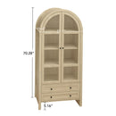 Tall Arched Kitchen Pantry, Modern Farmhouse Wood Kitchen Storage Cabinets, Arched Storage Display Cabinet With Adjustable Shelves, Versatile Cupboard For Kitchen, Dining Room, Living Room - Natural