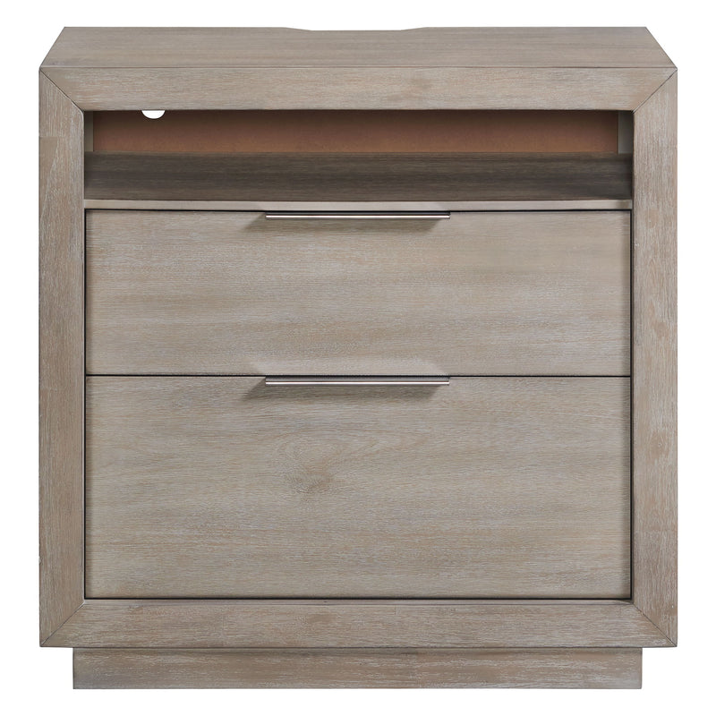 Arcadia - 2-Drawer Nightstand with USB - Grey