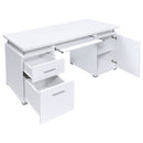 Modern Office Computer Desk With 2 Drawers, Adjustable Shelf, Slide Out Keyboard Tray