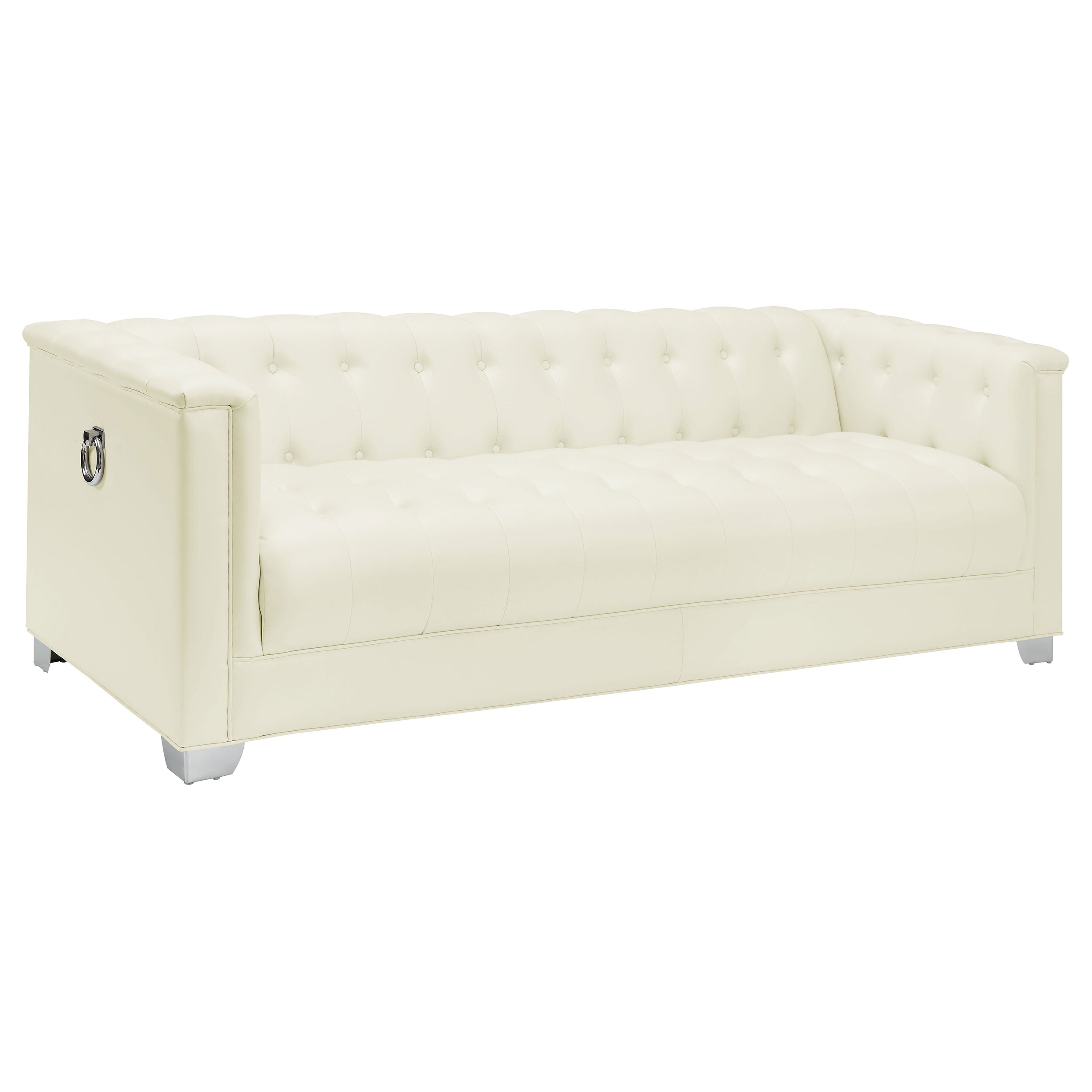 Chaviano Upholstered Track Arm Sofa Pearl White — view 1