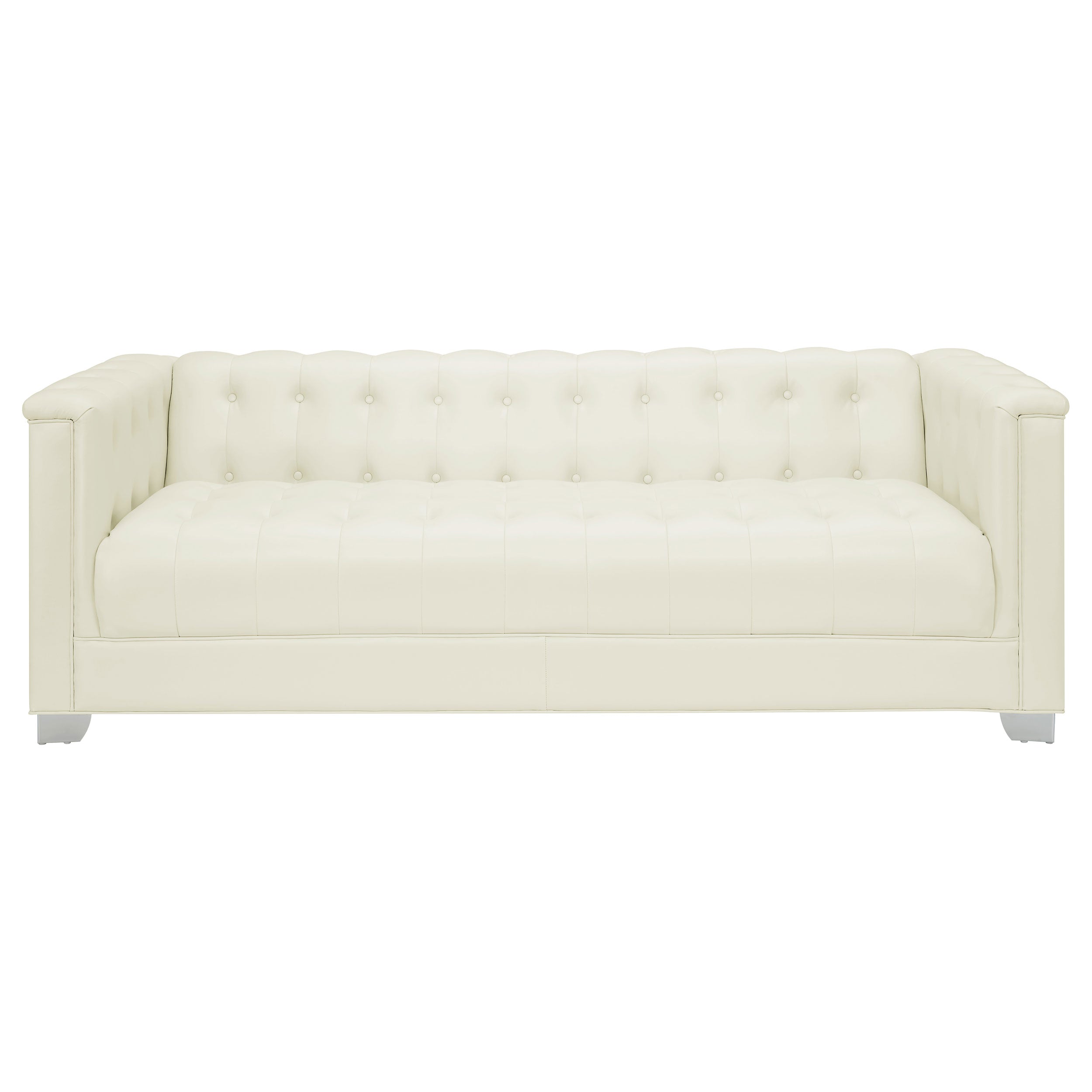 Chaviano Upholstered Track Arm Sofa Pearl White — view 3
