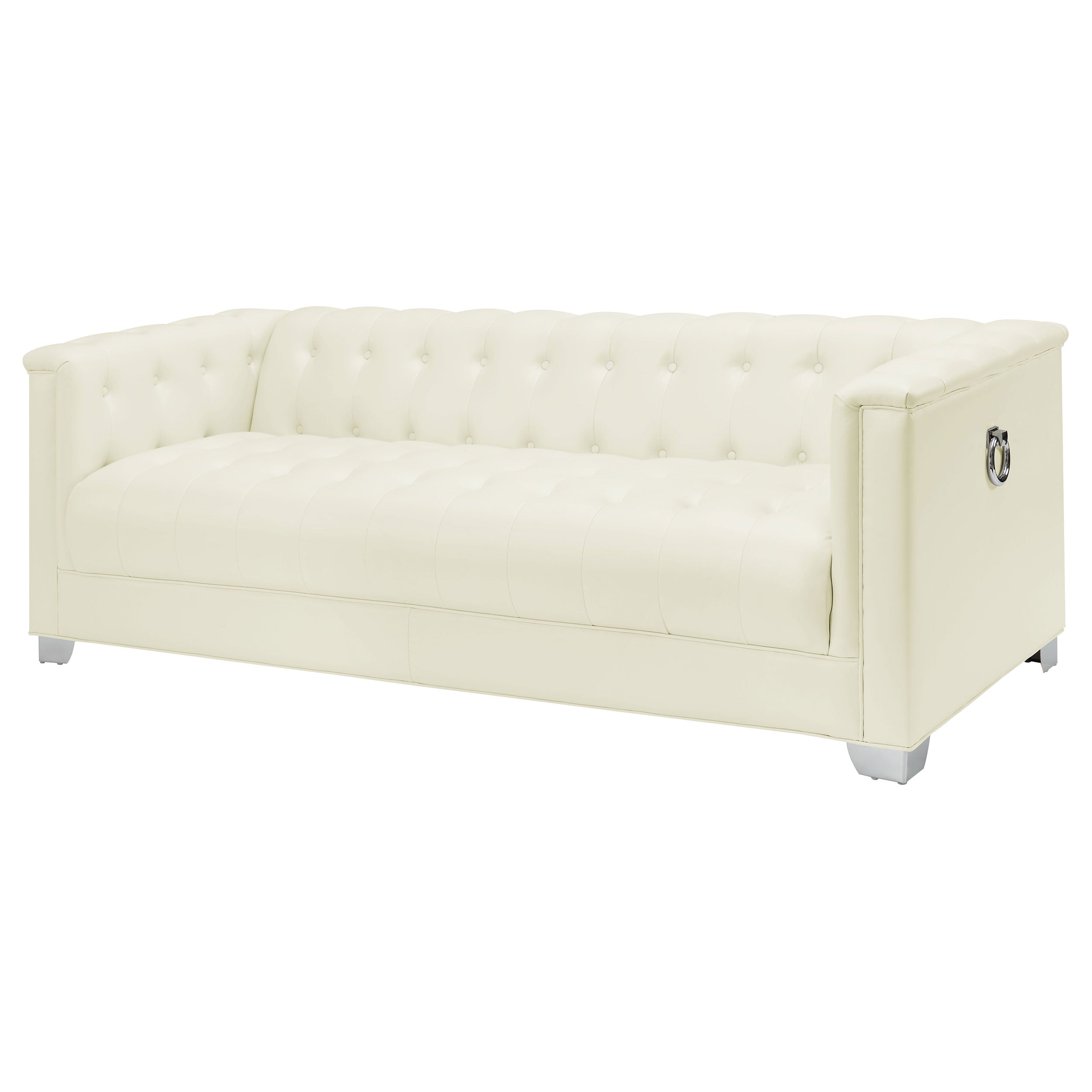 Chaviano Upholstered Track Arm Sofa Pearl White — view 4