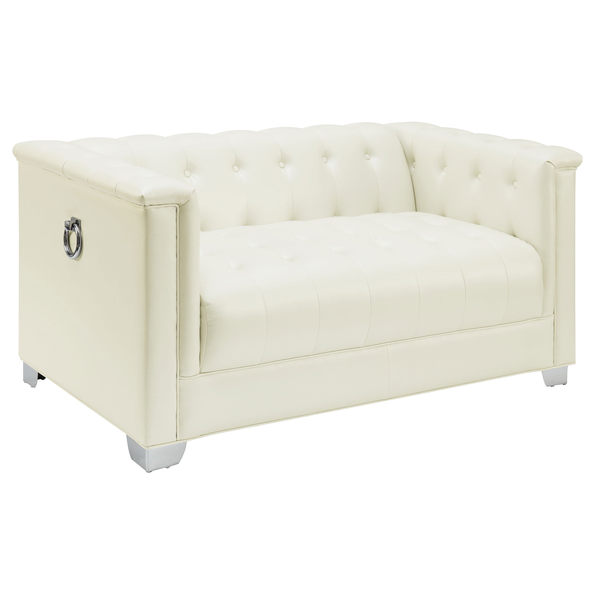 Chaviano Upholstered Track Arm Loveseat Pearl White — view 1