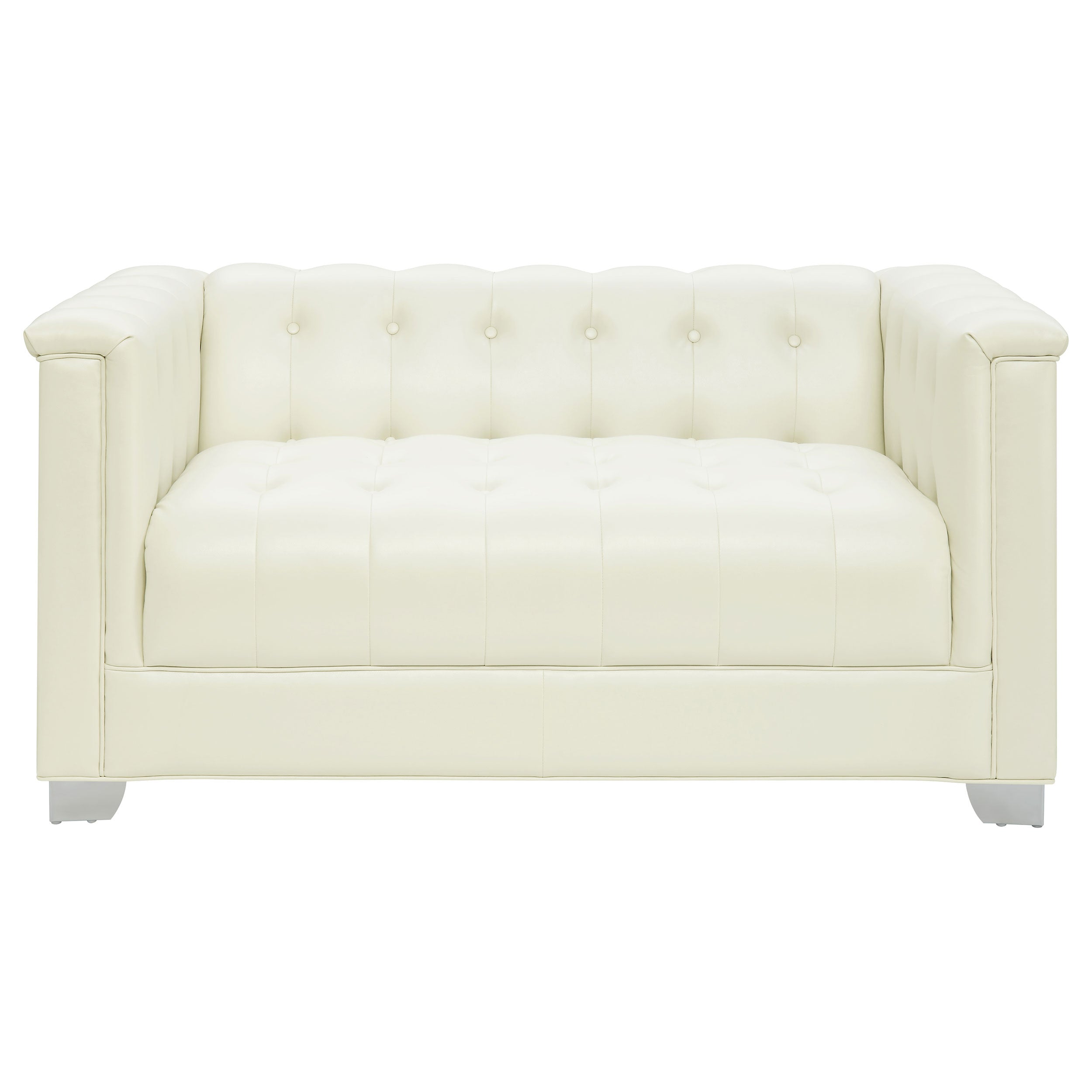 Chaviano Upholstered Track Arm Loveseat Pearl White — view 3