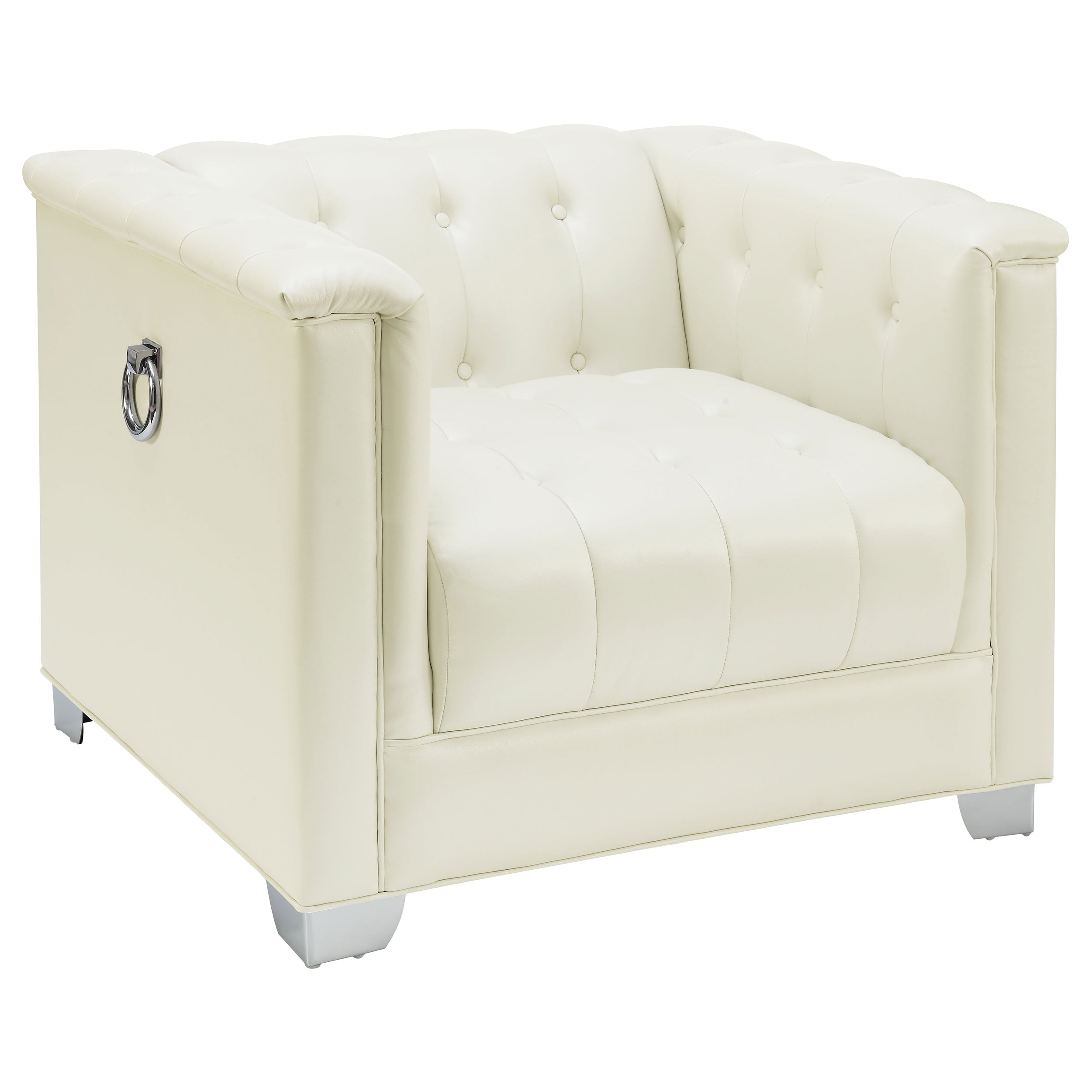 Chaviano Upholstered Track Arm Accent Chair Pearl White — view 1