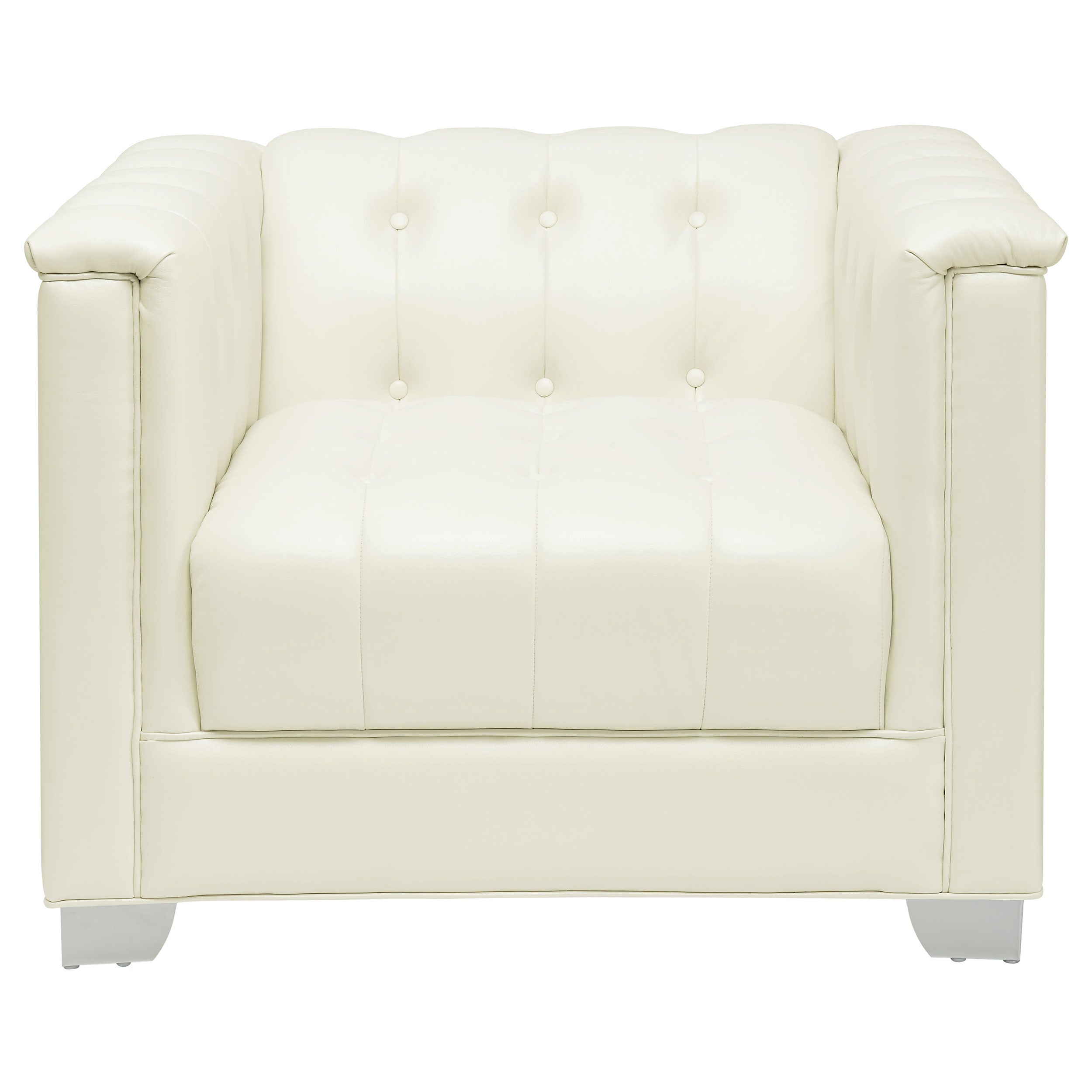 Chaviano Upholstered Track Arm Accent Chair Pearl White — view 3