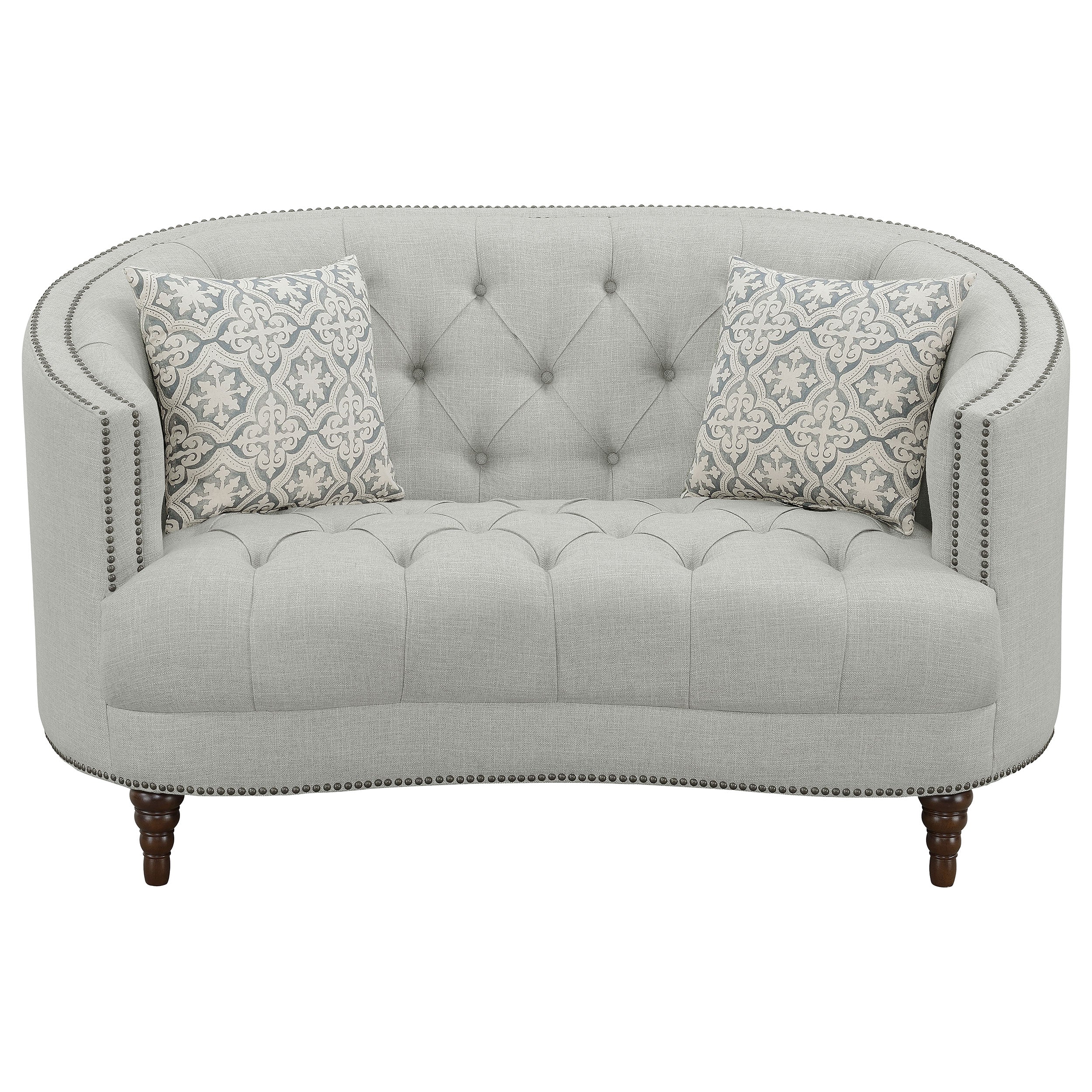 Avonlea Upholstered Sloped Arm Loveseat Grey Fabric — view 3
