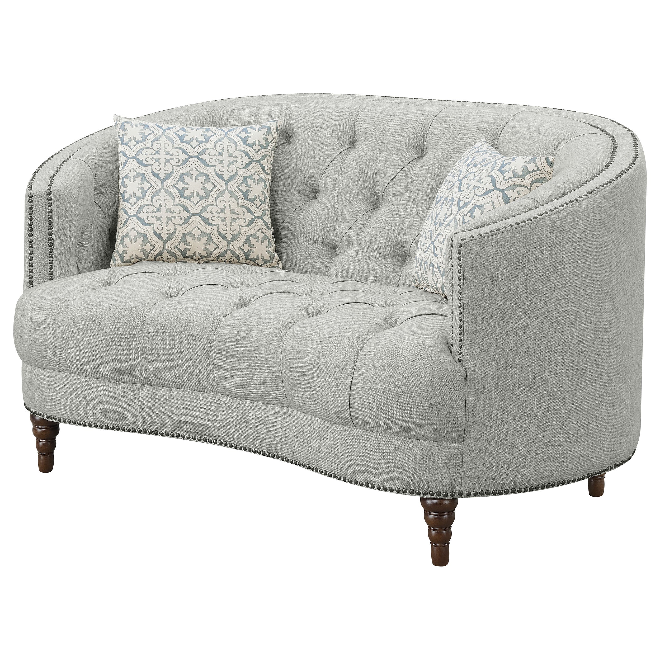 Avonlea Upholstered Sloped Arm Loveseat Grey Fabric — view 4