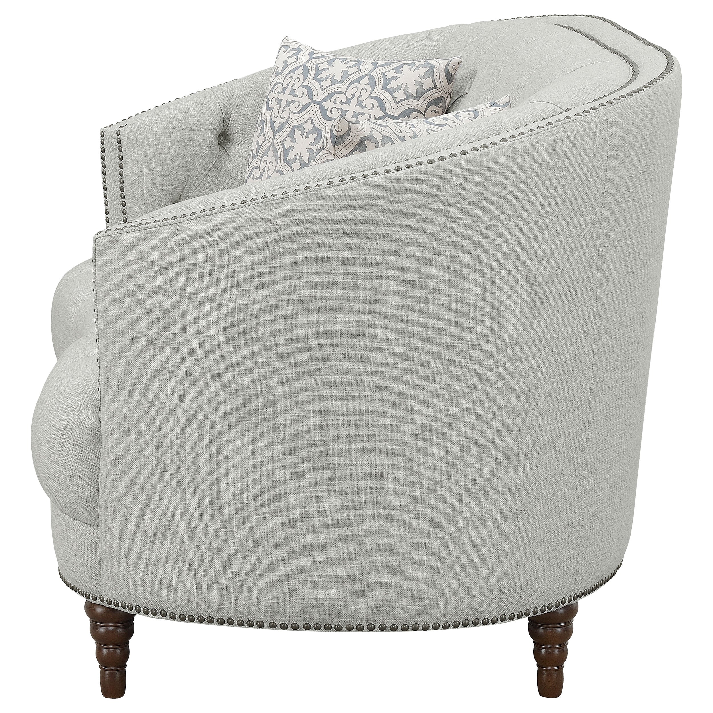 Avonlea Upholstered Sloped Arm Loveseat Grey Fabric — view 5