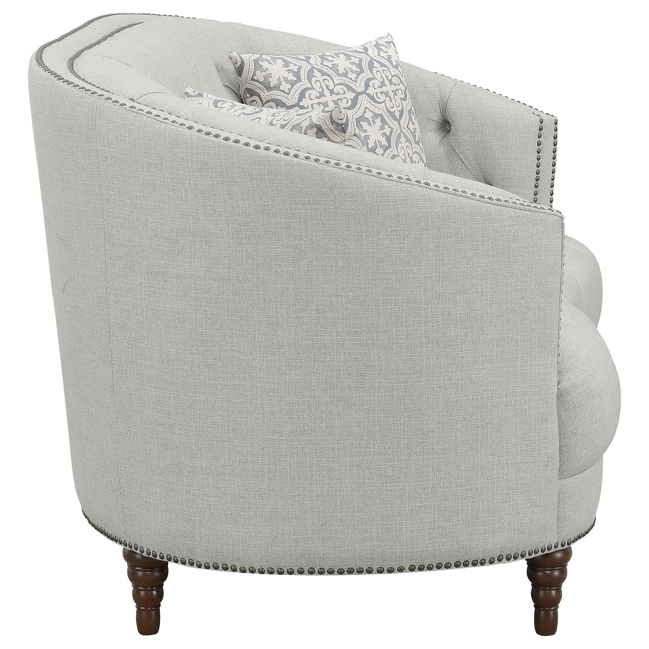 Avonlea Upholstered Sloped Arm Loveseat Grey Fabric — view 9