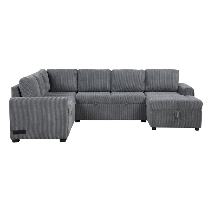 U-Shaped Sofa Sectional Sofa Pull-Out Sofa Bed With A Storage Chaise Lounge, Charging Devices For Living Room