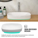 Modern Semi Recessed Ceramic Bathroom Sink With Vessel Design - White