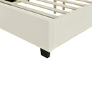 Queen Size Upholstered Platform Bed with Big Headboard, Bedroom Furniture, Velvet, Beige