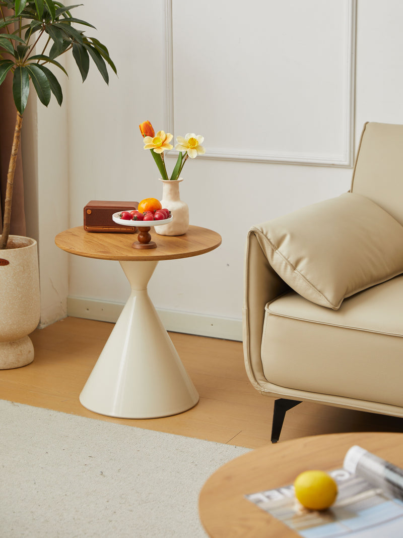 Round Coffee Table - Brown / White