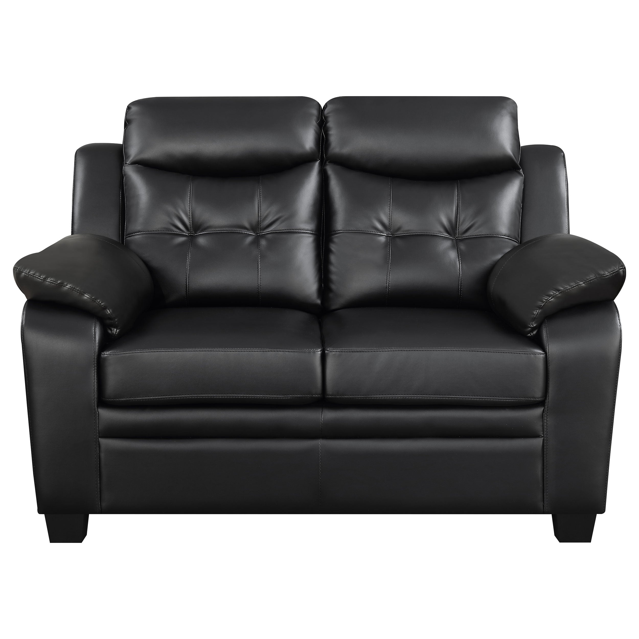 Finley 2-piece Upholstered Padded Arm Tufted Sofa Set Black — view 8