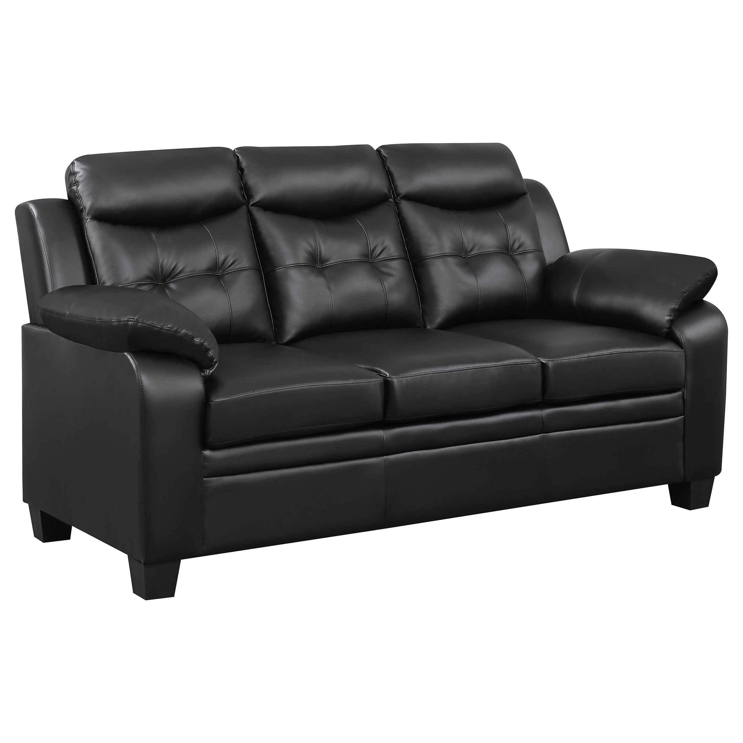 Finley 3-piece Upholstered Padded Arm Tufted Sofa Set Black — view 3