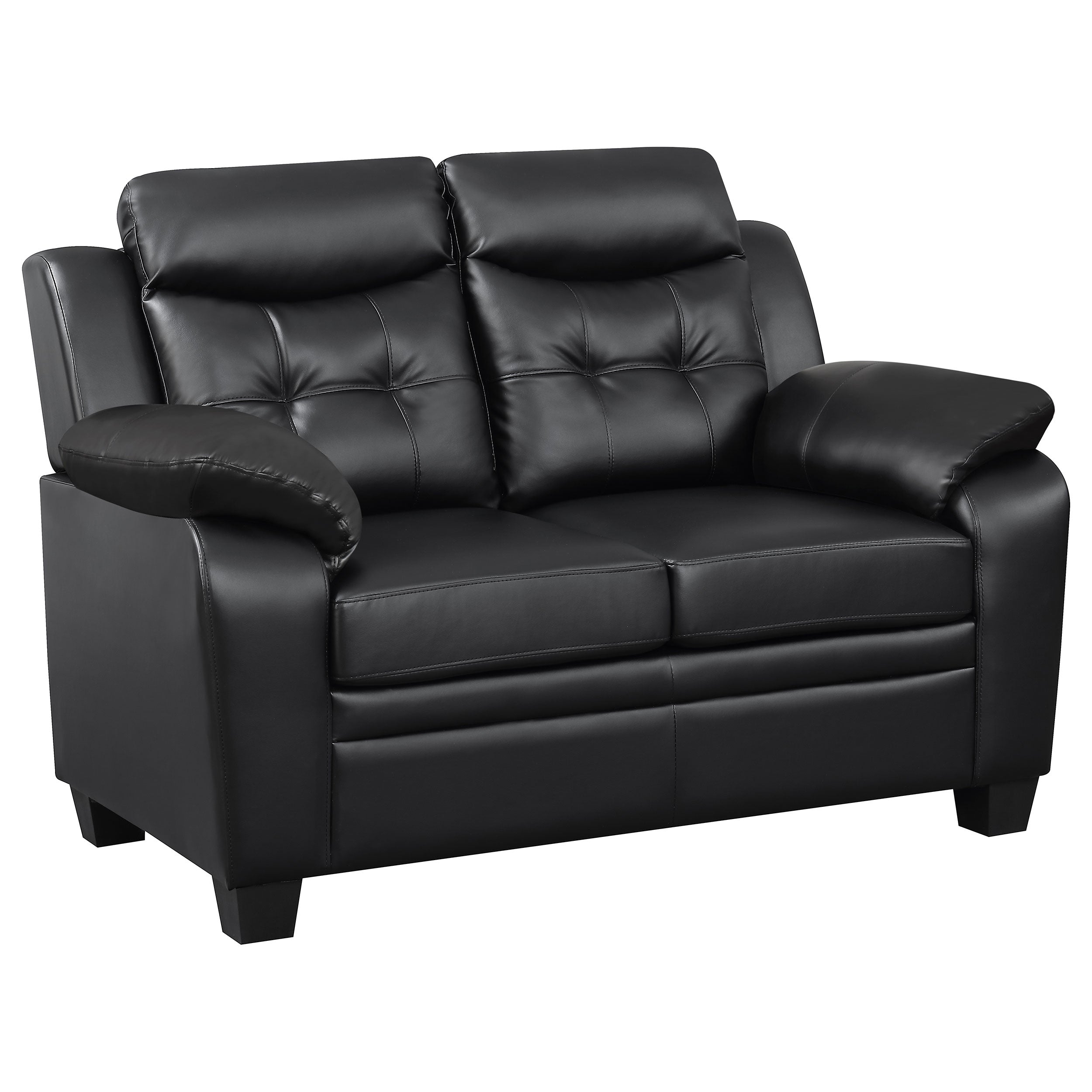 Finley Upholstered Padded Arm Tufted Loveseat Black — view 2