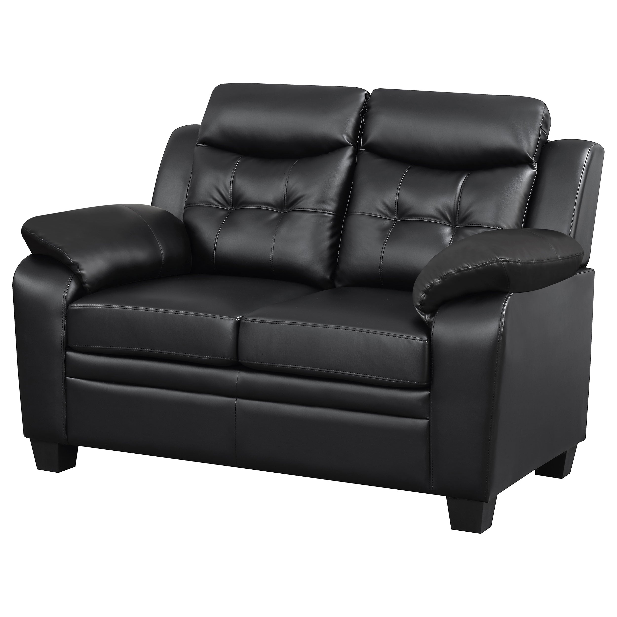 Finley Upholstered Padded Arm Tufted Loveseat Black — view 4