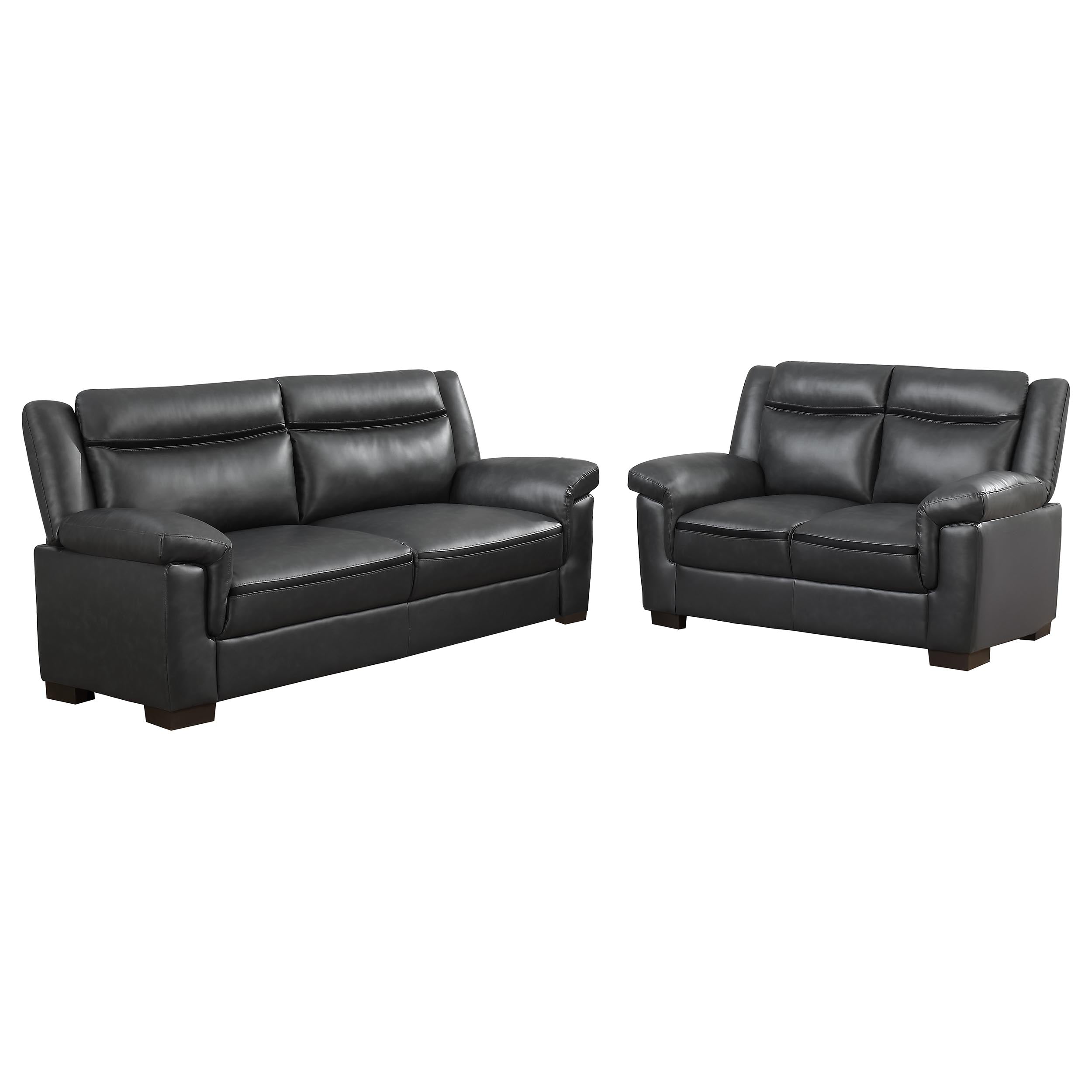 Arabella 2-piece Upholstered Padded Arm Sofa Set Grey — view 2