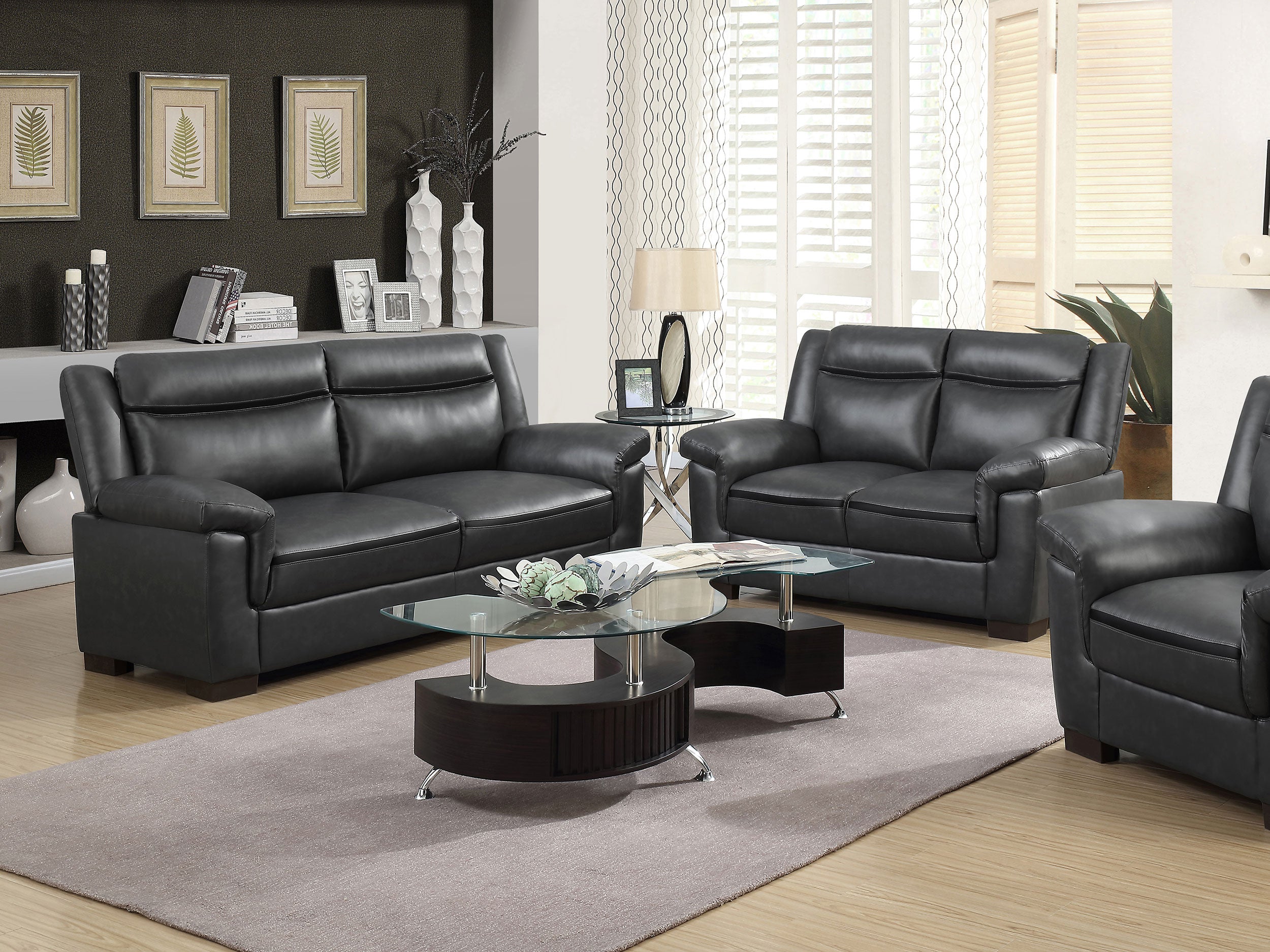 Arabella 2-piece Upholstered Padded Arm Sofa Set Grey — view 1